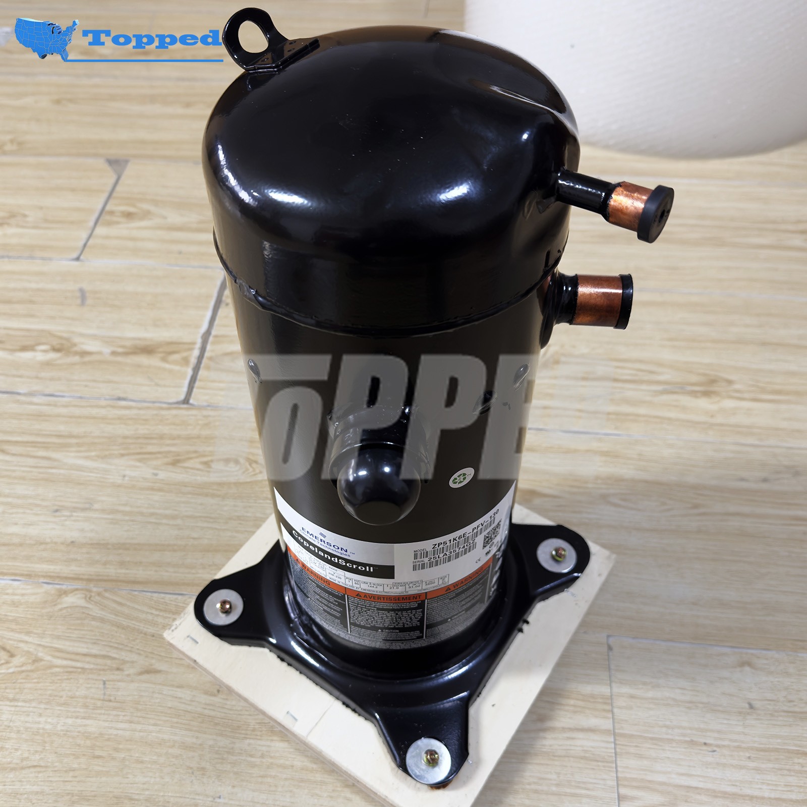 New Scroll Compressor 208-230V 1PH 4-4.9 Tons R410A for Copeland ZP51K6E-PFV-130