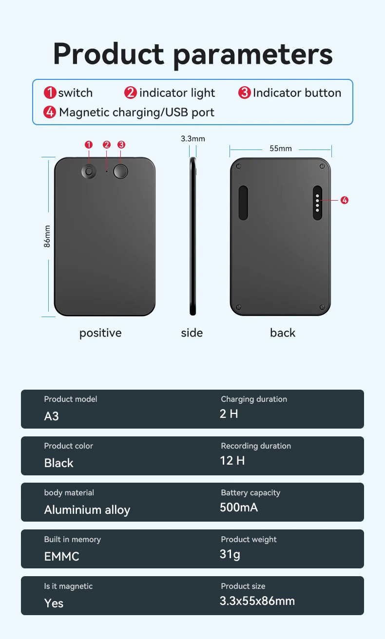 AI Powerd ChatGPT-4 Phone Voice Recorder 58Language Translator Audio Dictaphone
