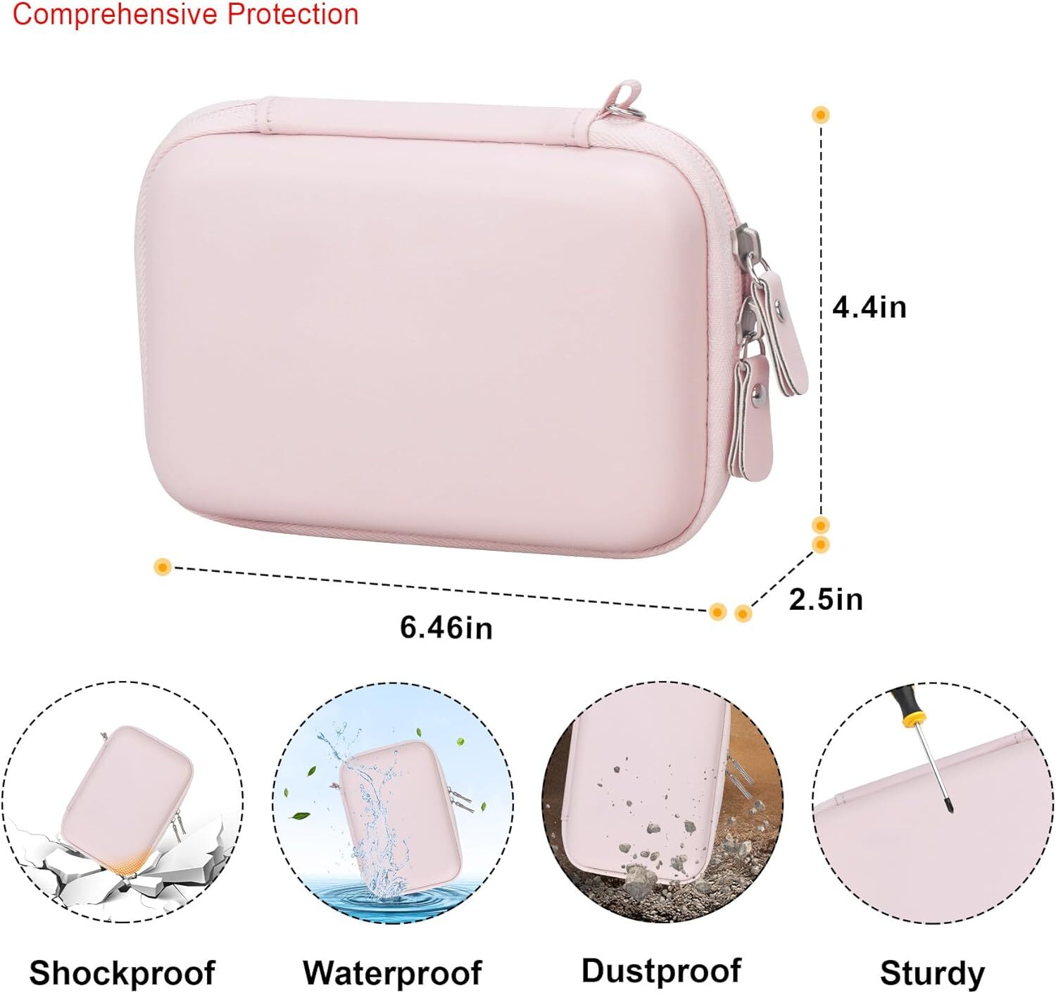 Carrying Case for Phomemo M02 Label Maker, Pocket Printer Pink+Inside Pink