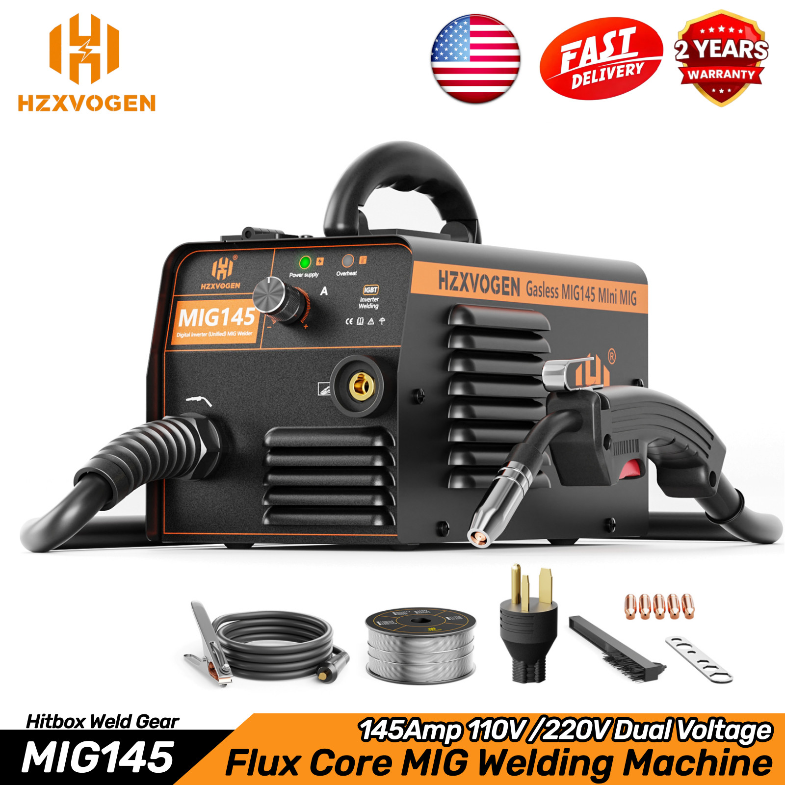 110V/220V Mini MIG Welder MIG Welding Machine Gasless Flux Core Weld Iron 145A