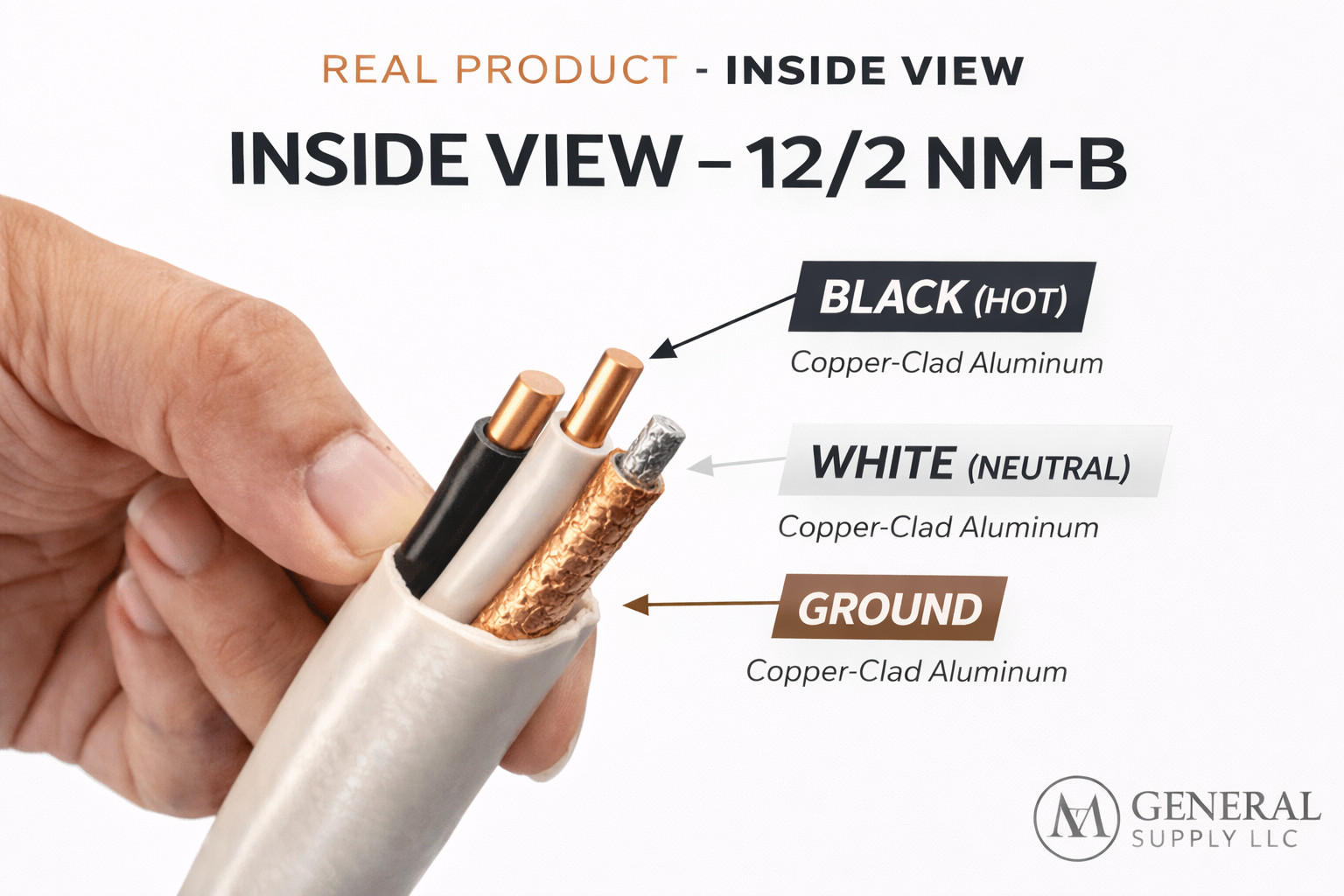 12/2 cu clad alum wire 250ft roll Copperweld