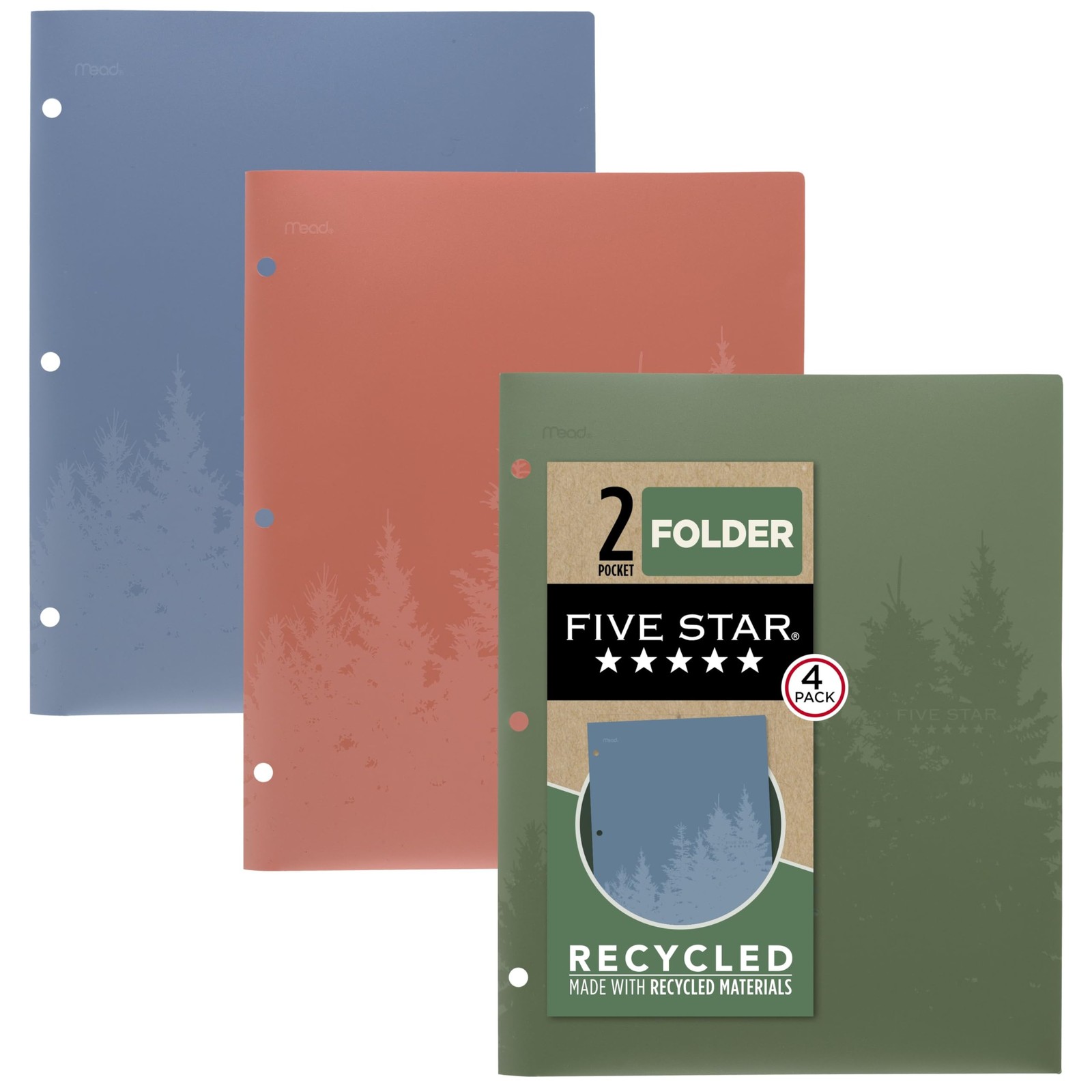 2 Pocket Folders, 4 Pack, Recycled Plastic Folders with Stay-Put Tabs and Pro…