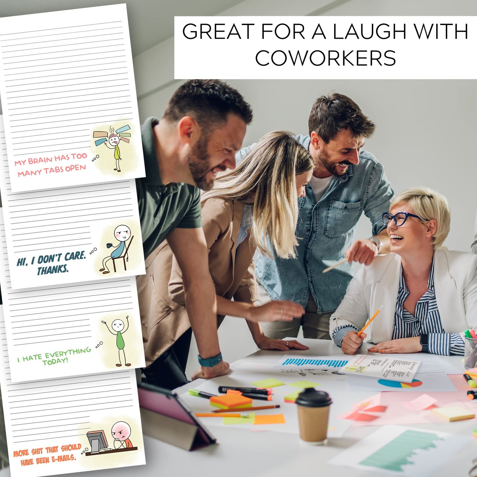 Funny Office Notepads 4.25 x 5.5 Inch White Hilarious Gift