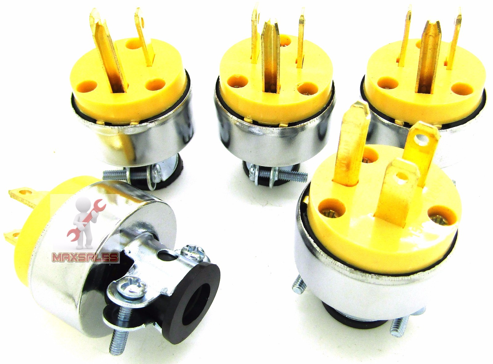 NEW 5-PC MALE Extension Cord Electrical Wire Repair Replacement Plug End