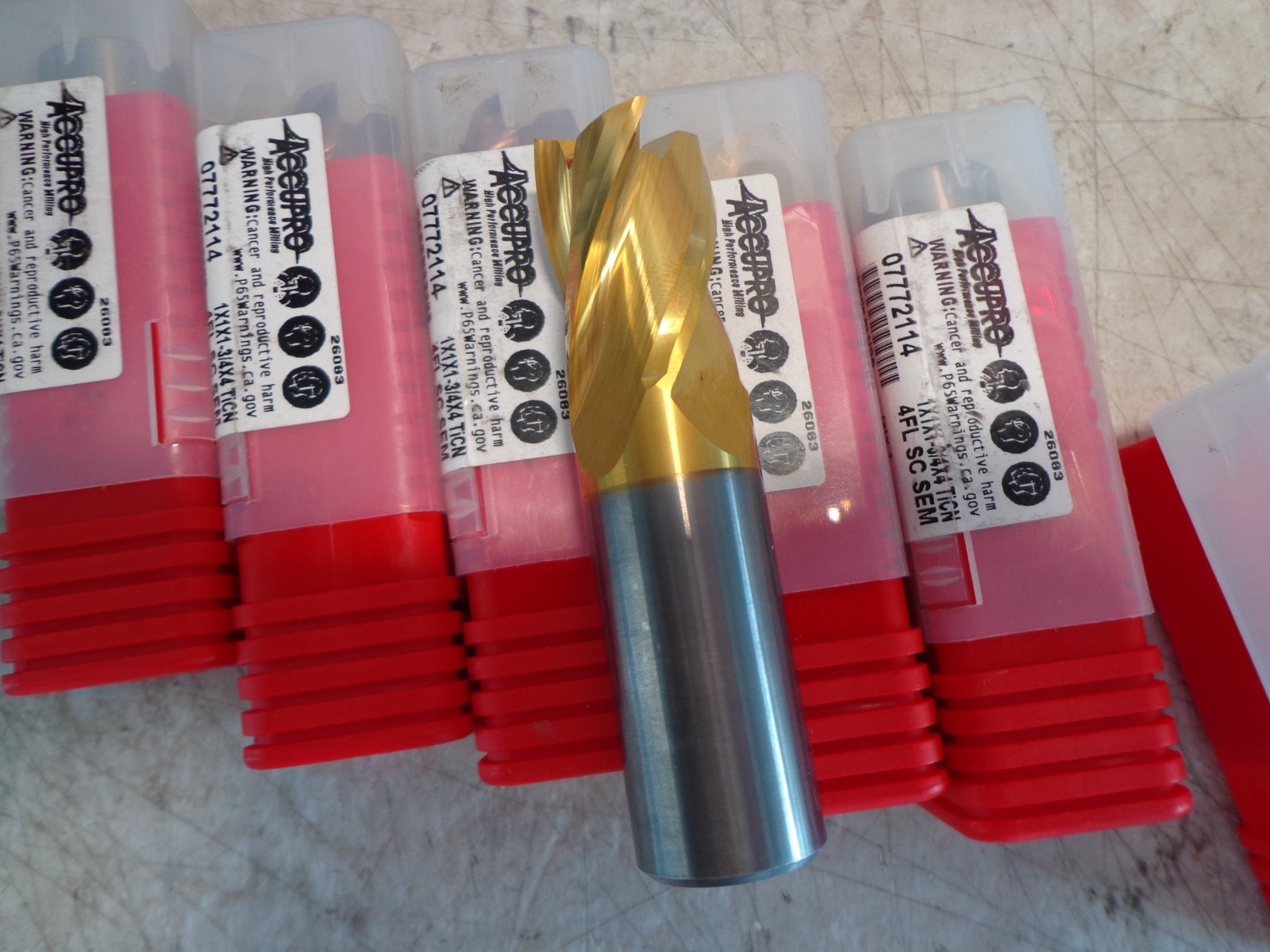 NEW Accupro 1″ x 1″ x 1-3/4 4 FLUTE SOLID CARBIDE END MILL LOT OF 6