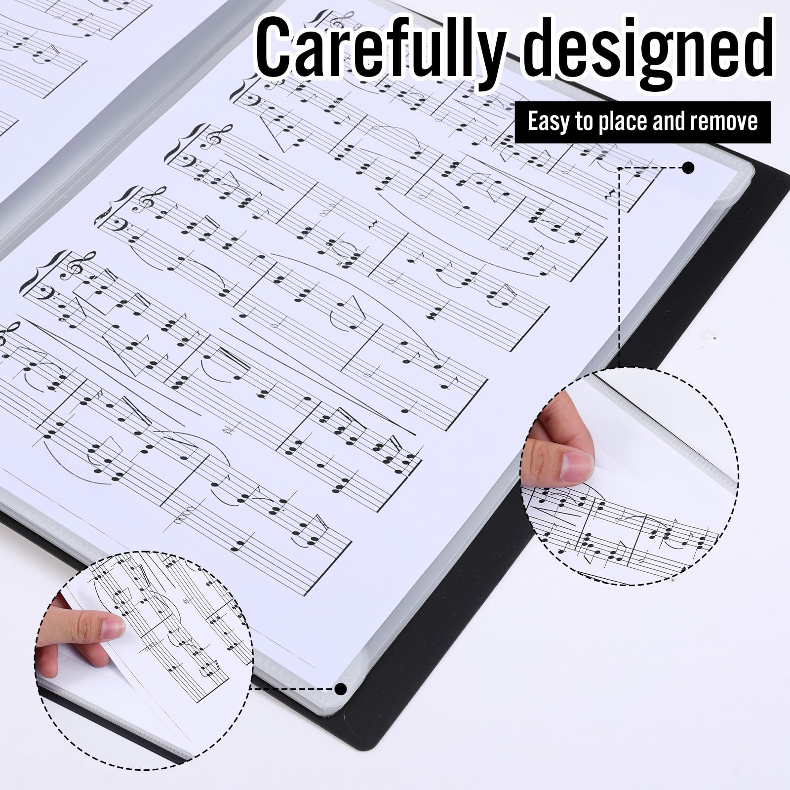4 Pages Expand Sheet Music Folder Spiral Binder Black 8.5×11 Inch 60 Pages