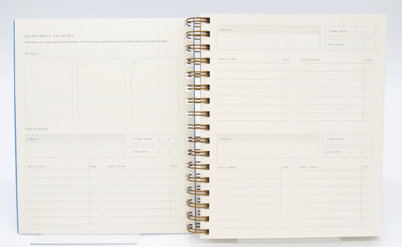 (A) Ramona & Ruth QUARTERLY OVERVIEW PLANNER Undated 3-month Journal Blue New