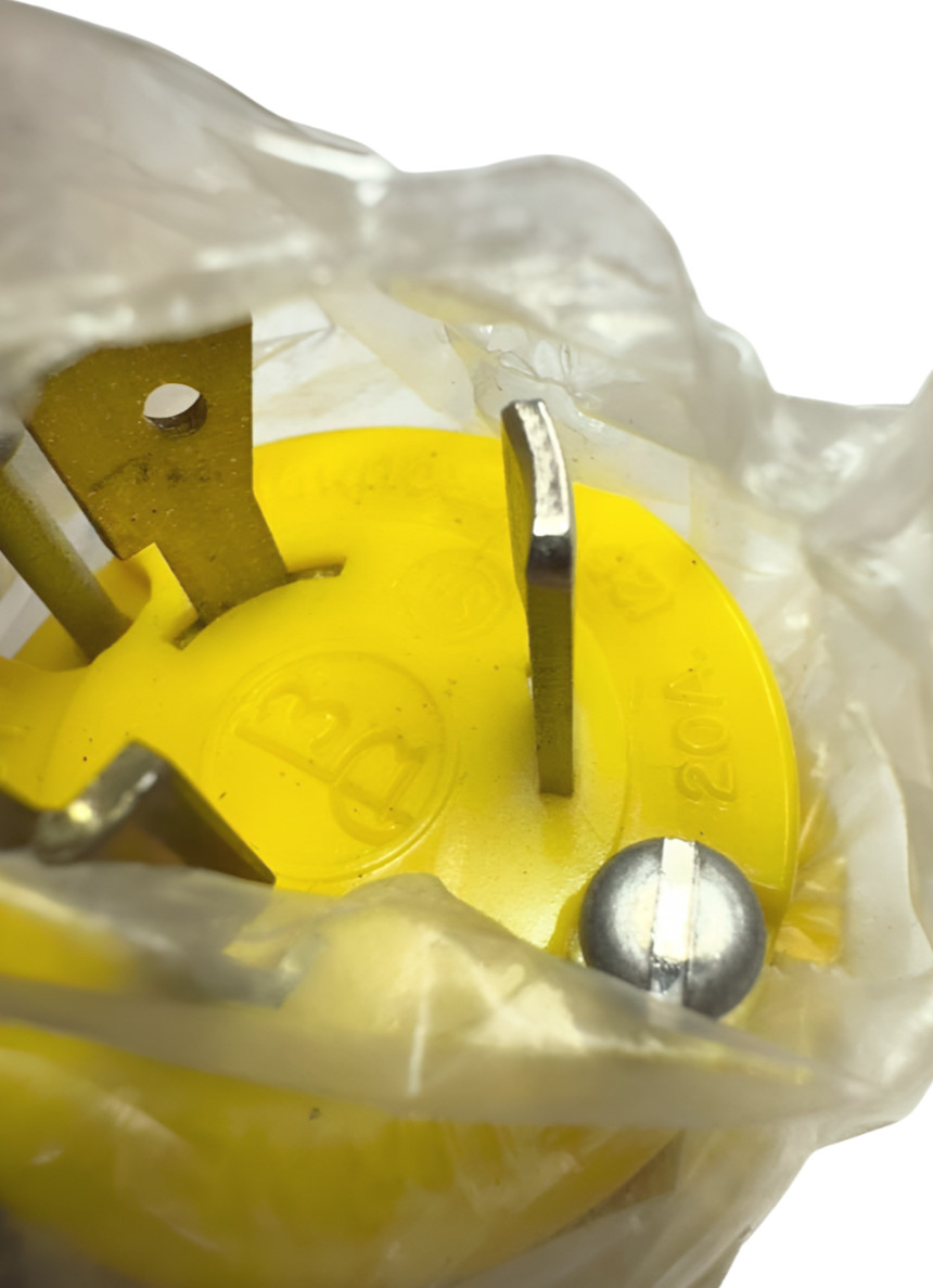 Daniel Woodhead 891L Safety Yellow Oil-Proof Neotex Male Plug, 20A, 125V, L5-20P