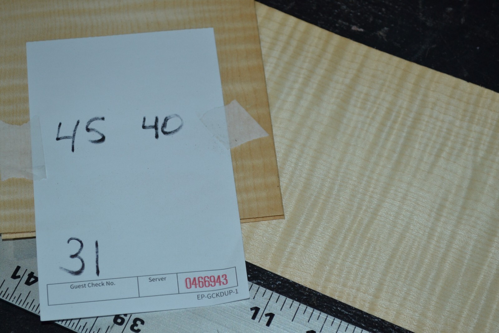 Curly Maple Raw Wood Veneer Sheet 4.5 x 40 inches 1/42nd 4669-43