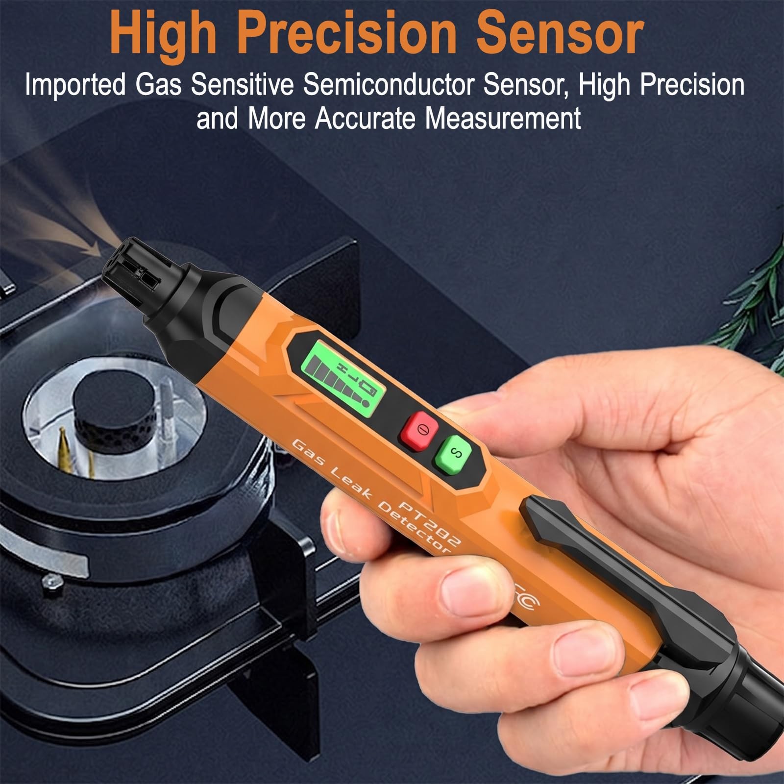PT202 Natural Gas Leak Detector with Audible & Visual Alarm, Portable Gas Det…