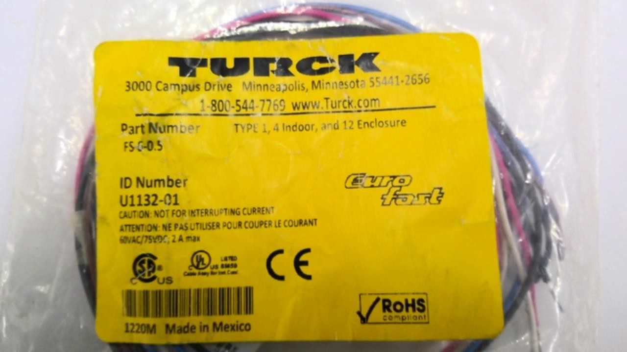 Turck FS 6-0.5 Eurofast Panel Mount Bulkhead Receptacle Connector