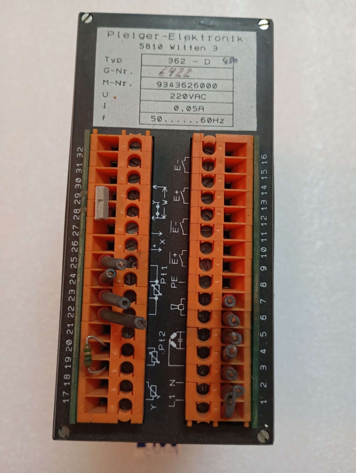 PLEIGER-ELEKTRONIK TYP:362-D CONTROLLER 9343626000 220VAC 0.05A 50-60Hz