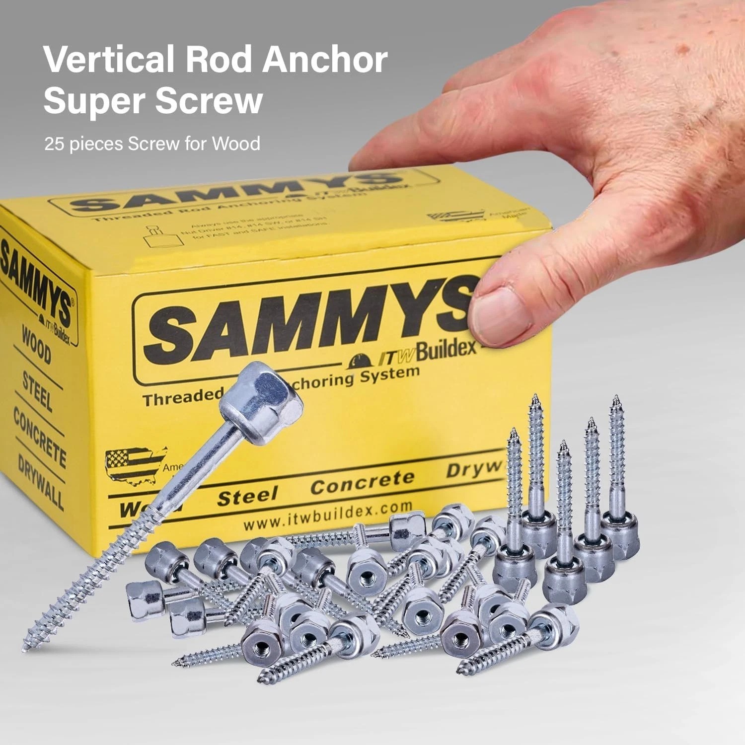 Corrosion Resistant Zinc Vertical Anchor Screws for Wood Structures Pack 25