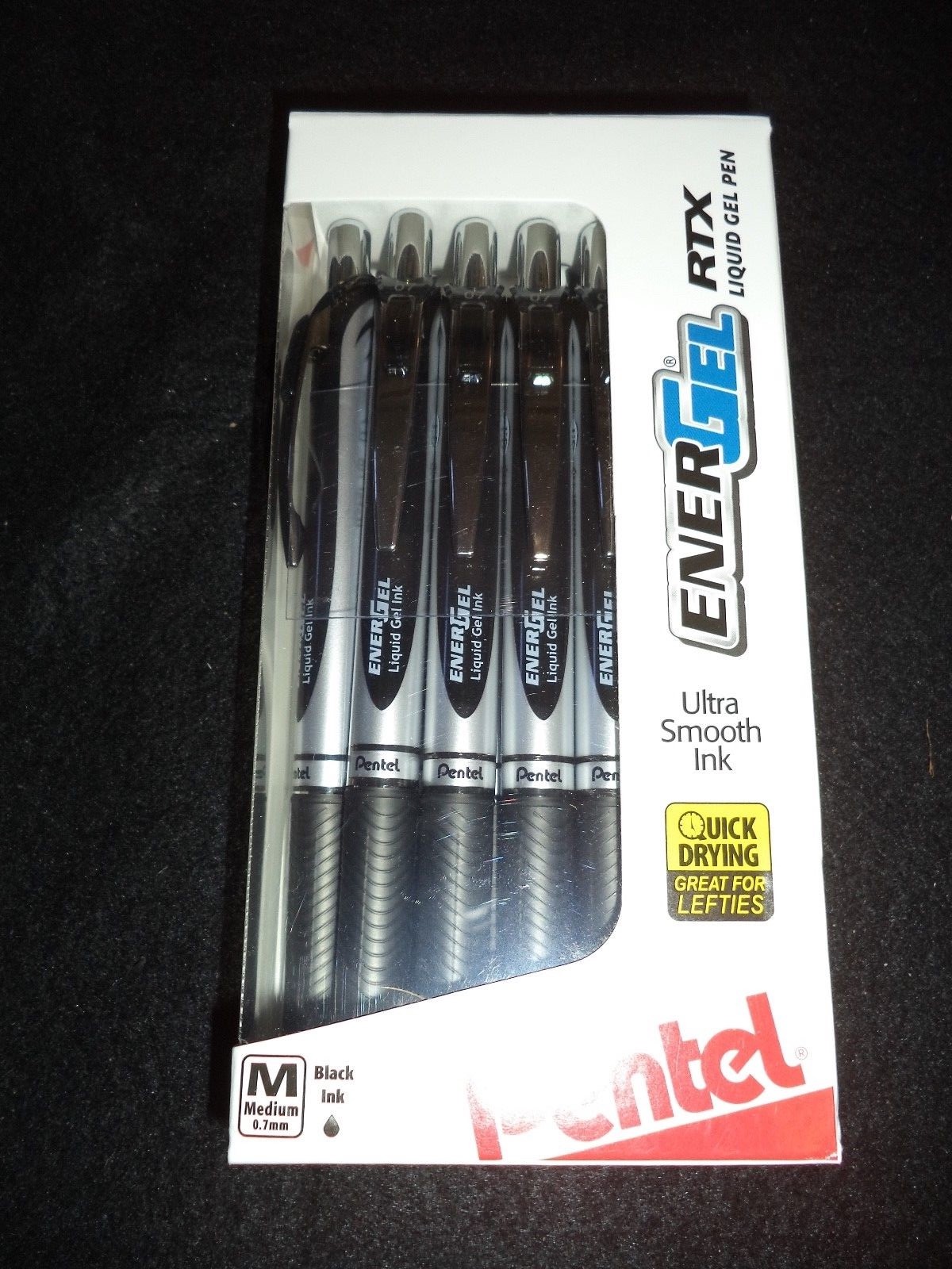 12 Pentel ENERGEL RTX Liquid Gel Pens BLACK INK X1070 0.7mm MEDIUM M ENER GEL
