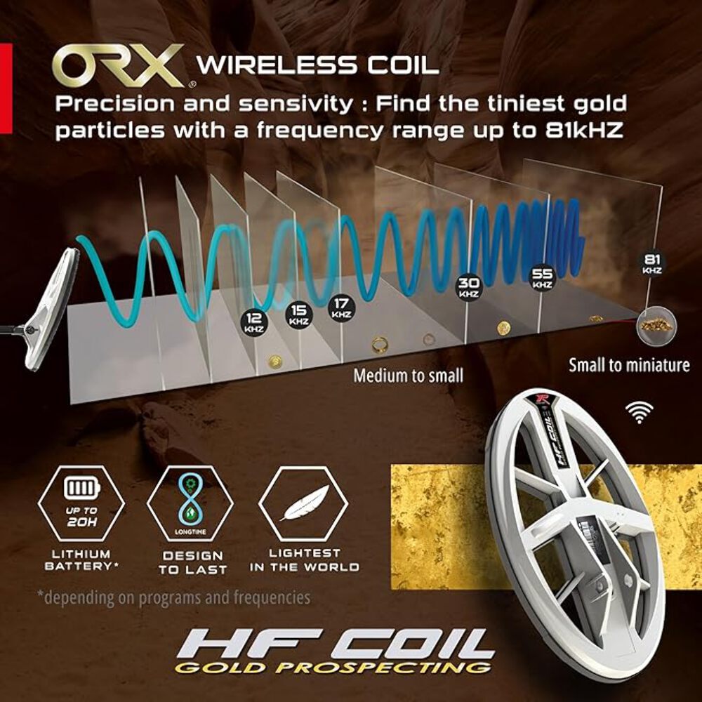 XP ORX RC Gold Prospecting Metal Detector With 9.5×5 Inch Elliptical HF Coil and
