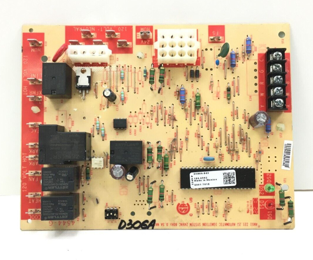 White Rodgers EMERSON 50A66-843 Furnace Control Circuit Board 150-0993 #D306A