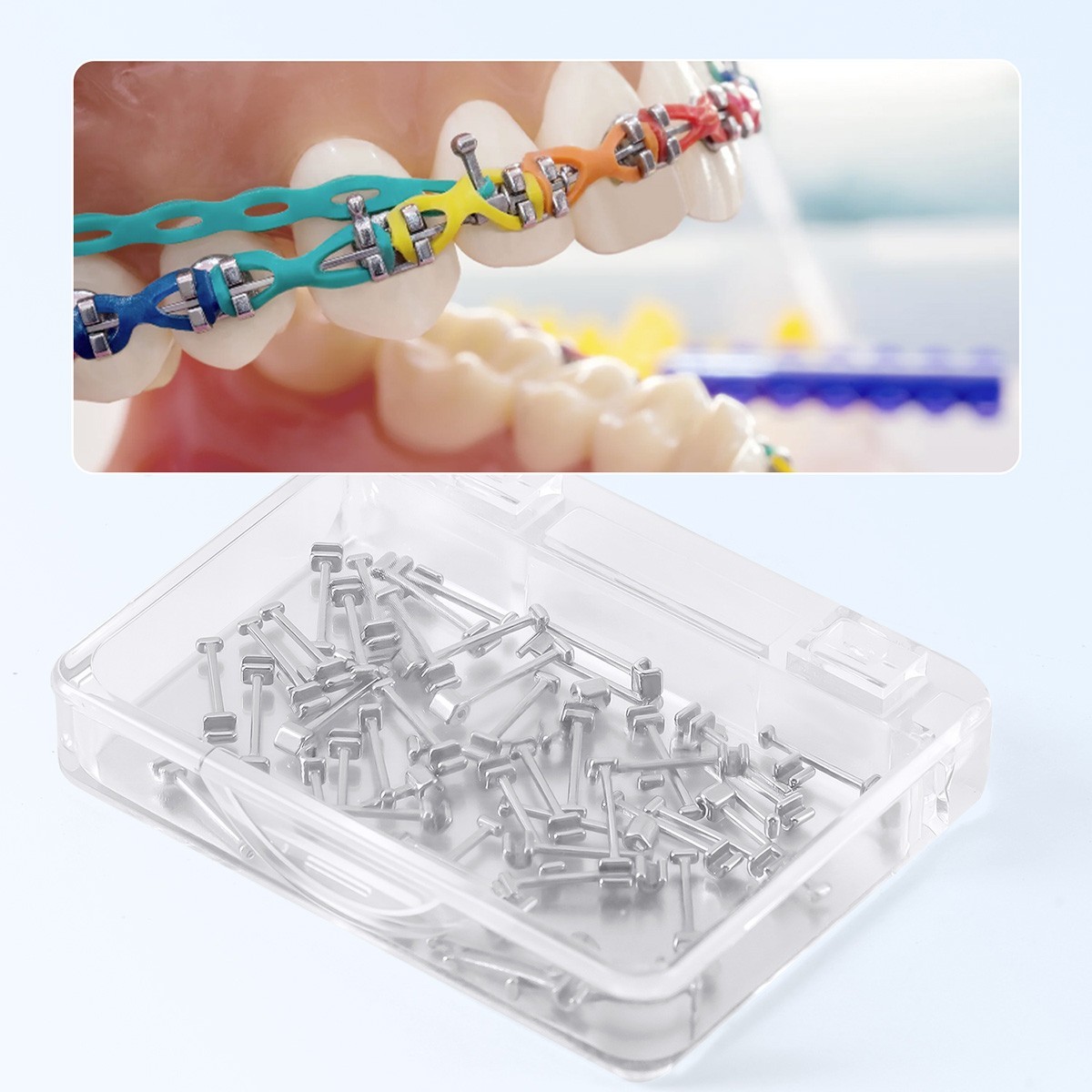 50pcs Dental Ortho Crimpable Hooks Stainless Steel 1.6/1.8/2.1/2.7/3.1/4/5.5/7mm