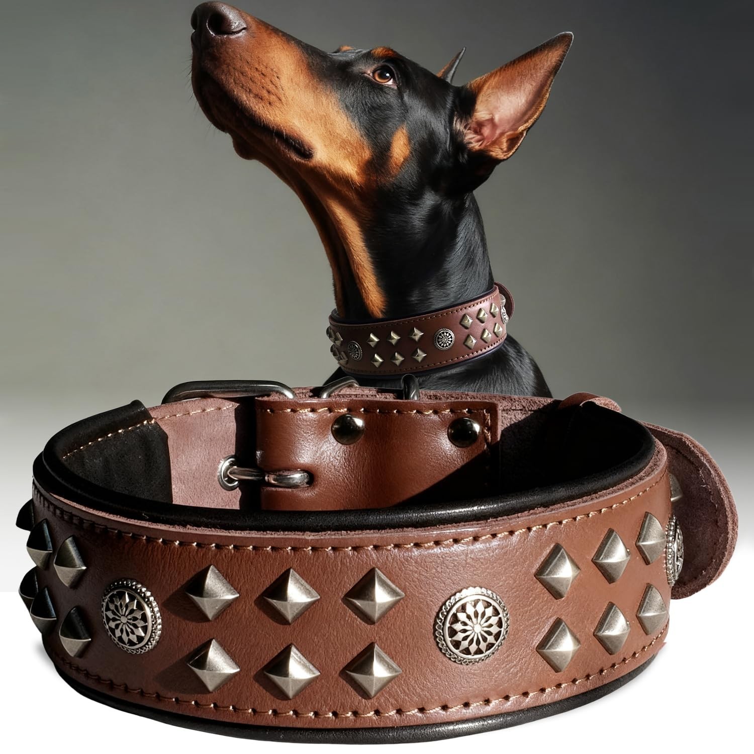 Genuine Leather Dog Collar 2.2 in Wide for Large Dogs Heavy Duty, BN-SL-L | H…