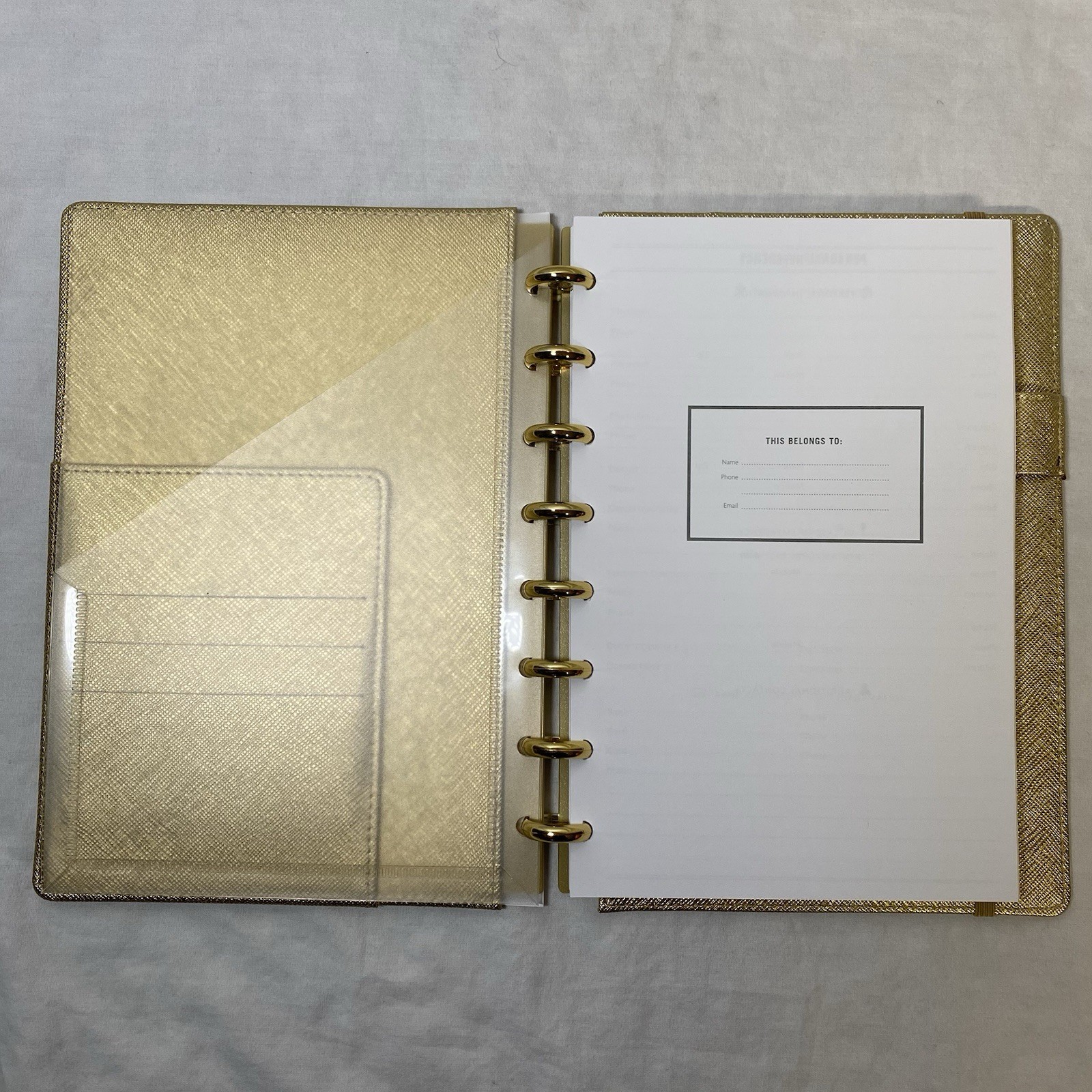 Martha Stewart Linen Junior Discbound Notebook MS102E 6.5X9 Faux Leather Gold