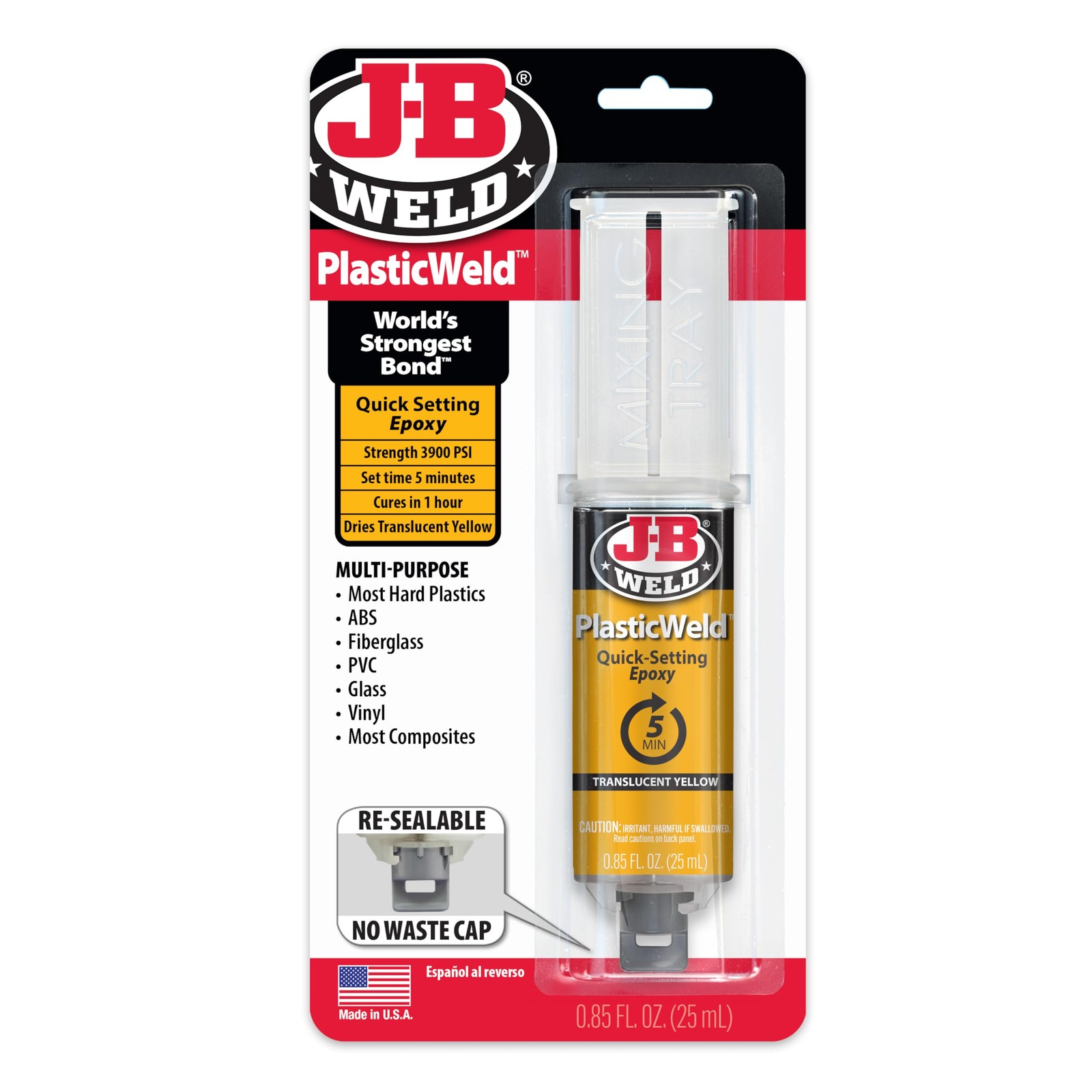 J-B Weld Plasticweld Epoxy Syringe 2 Part Glue Adhesive Plastic Repair Jb 50132
