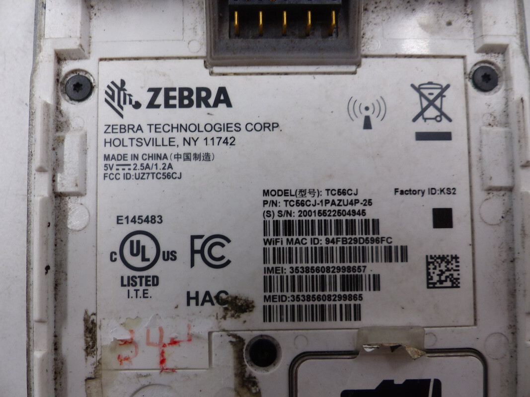 ZEBRA TC56CJ WIFI 4G GMS ANDROID BARCODE SCANNER COMPUTER TC56CJ-1PAZU4P-25