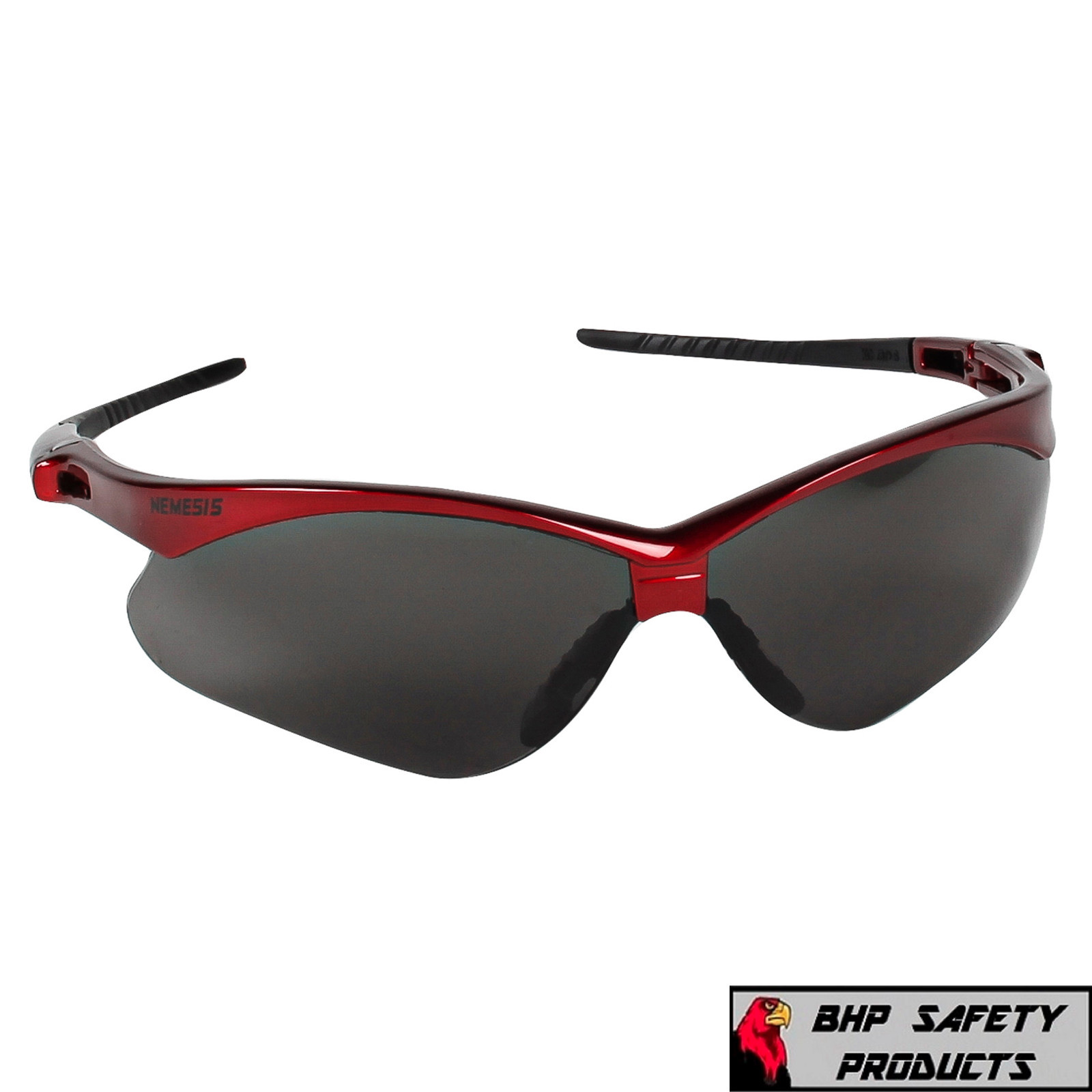 KLEENGUARD NEMESIS 22611 SAFETY GLASSES SMOKE LENS W/ RED FRAME SUNGLASSES 1/PR
