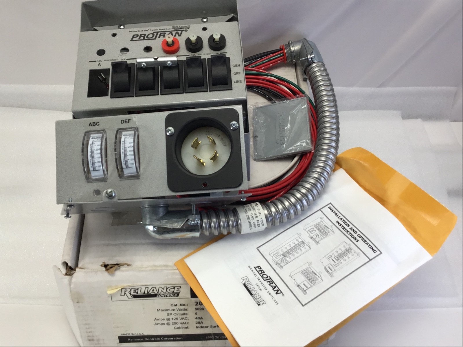 Reliance Controls ProTran 20216 A Manual Transerfer Switch Portable Generator