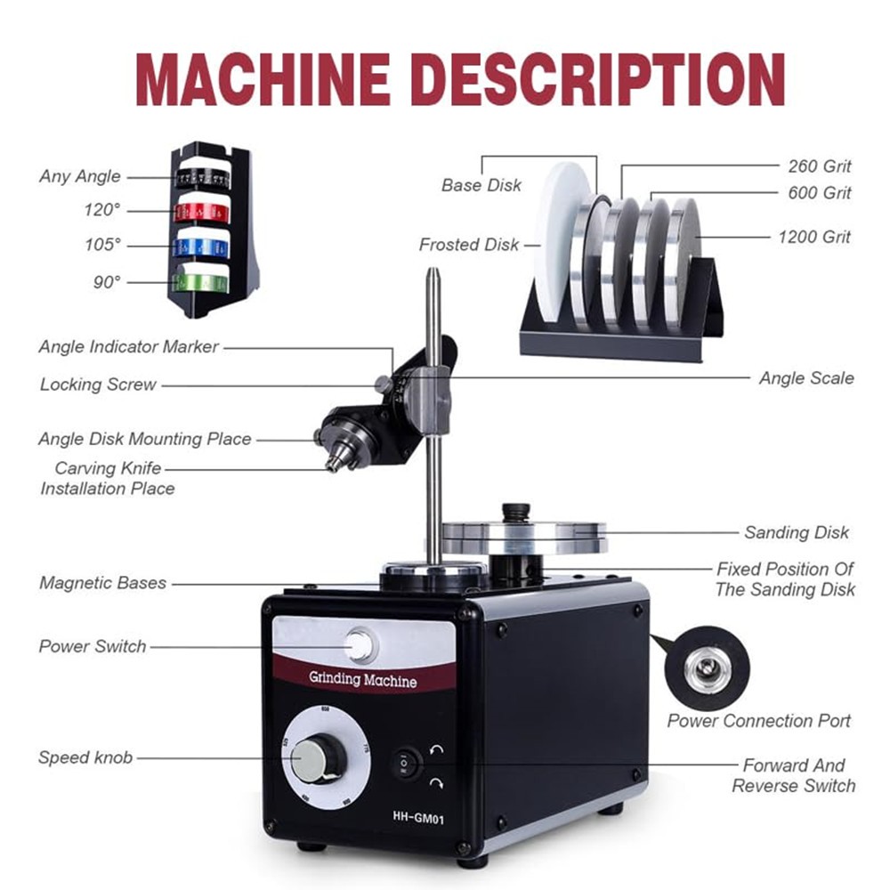 Jewelry Graver Grinding Machine 400-900RPM Dual Angle Engraving Knife Sharpener