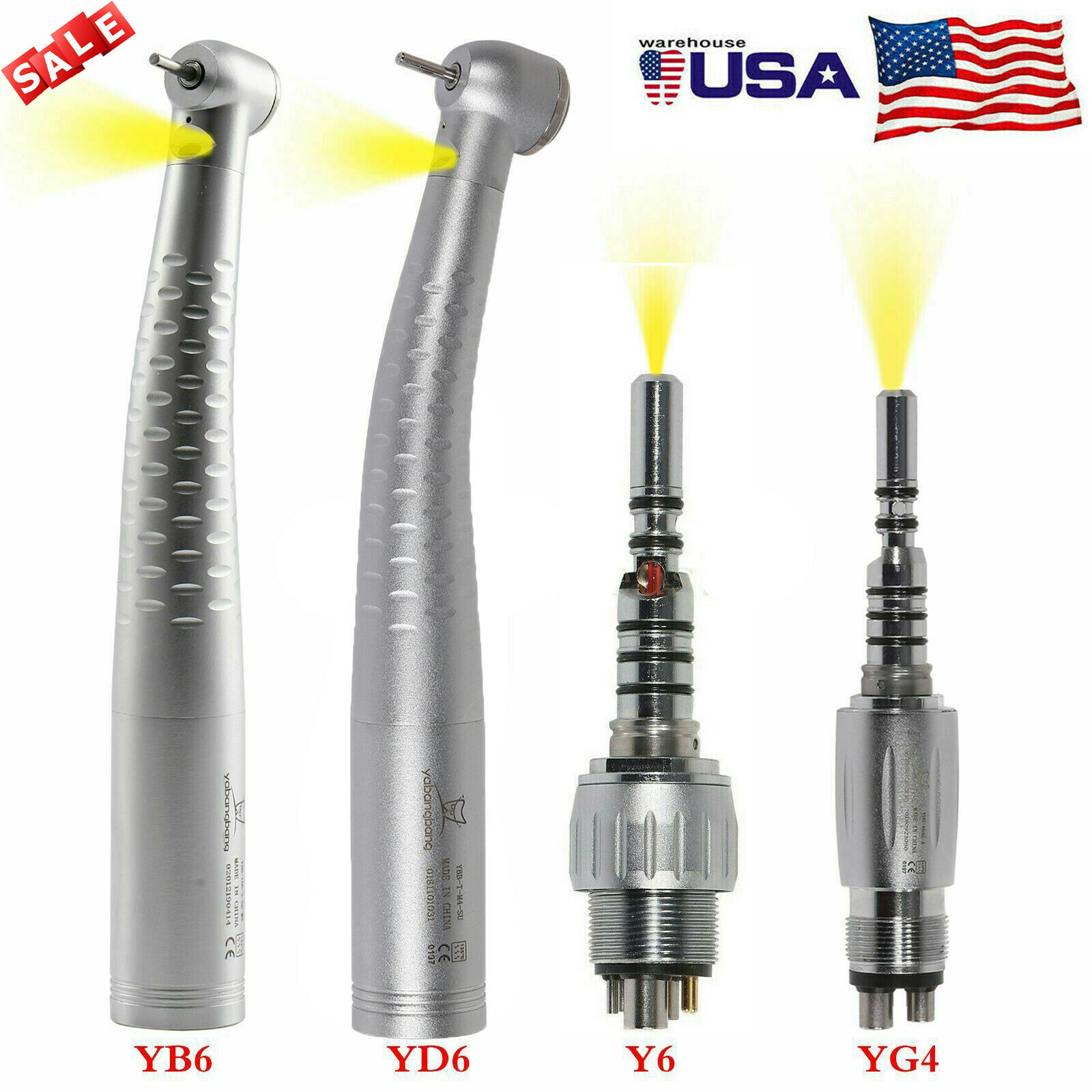 Dental Fiber Optic LED High speed Handpiece / LED Coupler 4Hole/6Hole Swivel US