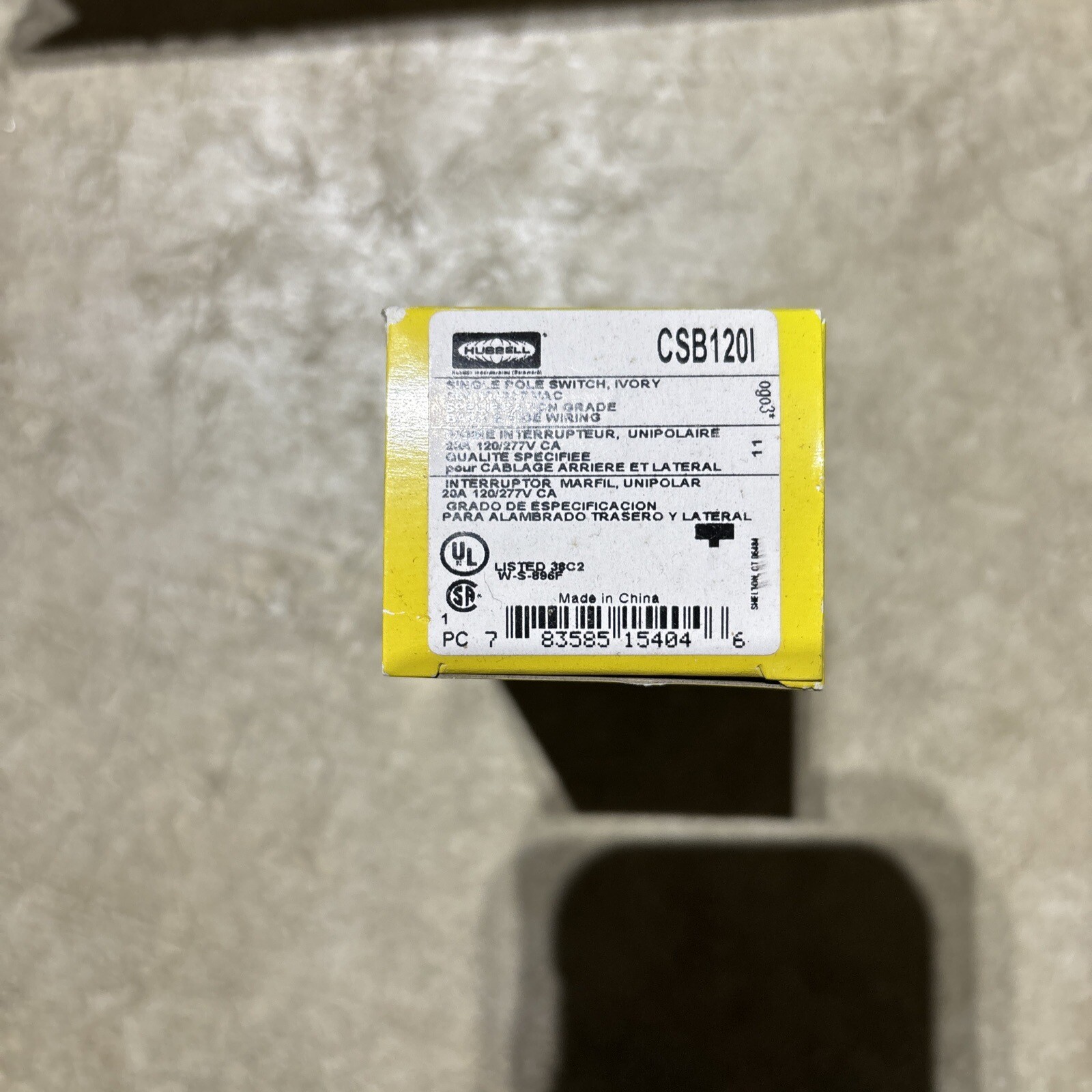 Hubbell CSB120I Ivory Back Wired Pole Commercial Switch 20 Amp 120/277v