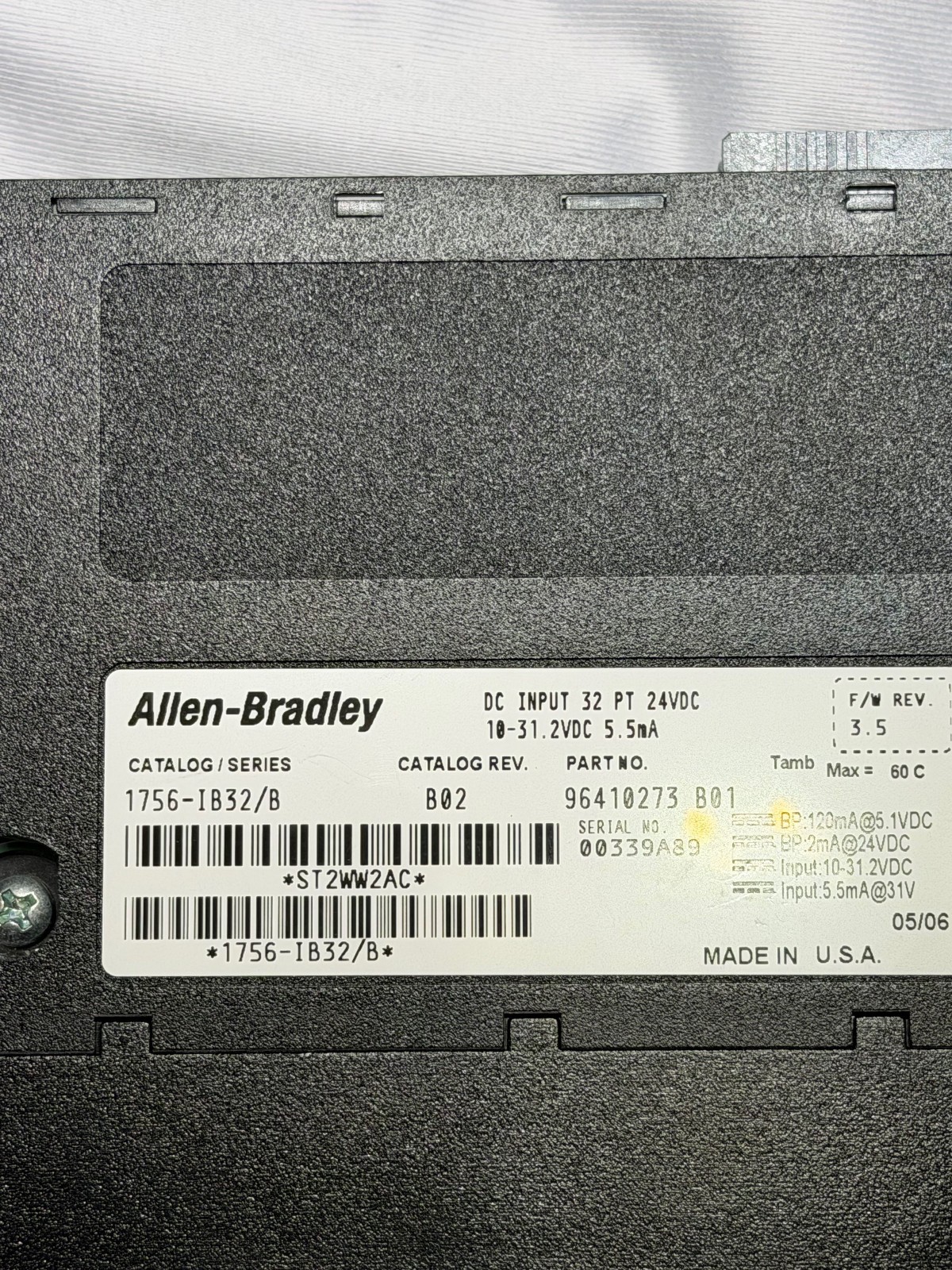 Allen-Bradley ControlLogix 1756-IB32 32 Point Digital Input Module 24VDC