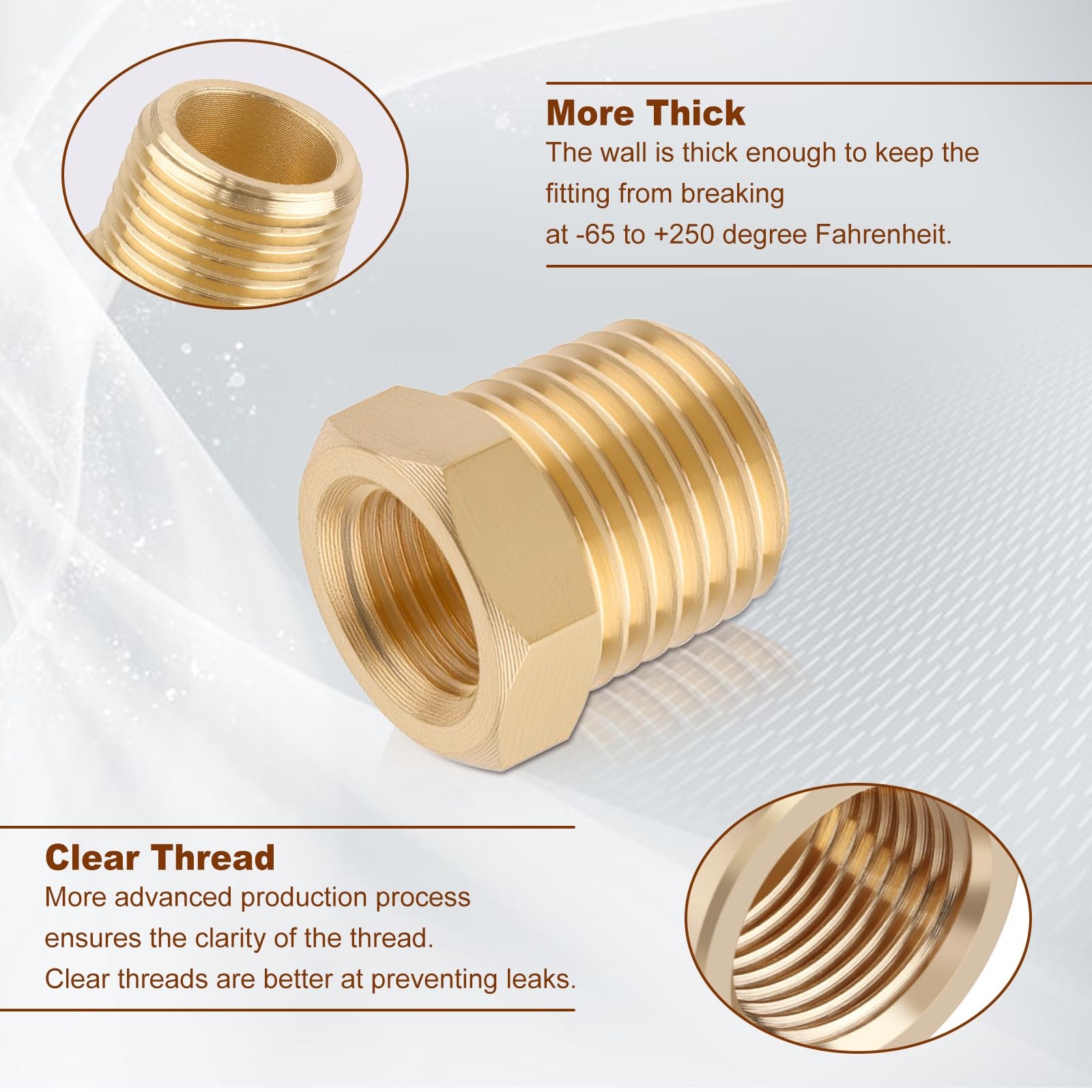 Boeray 1/2 Inch NPT Male Thread to 1/8 1/2″ x 1/8″ NPT(3/4″OD x 3/8″ID), Gold