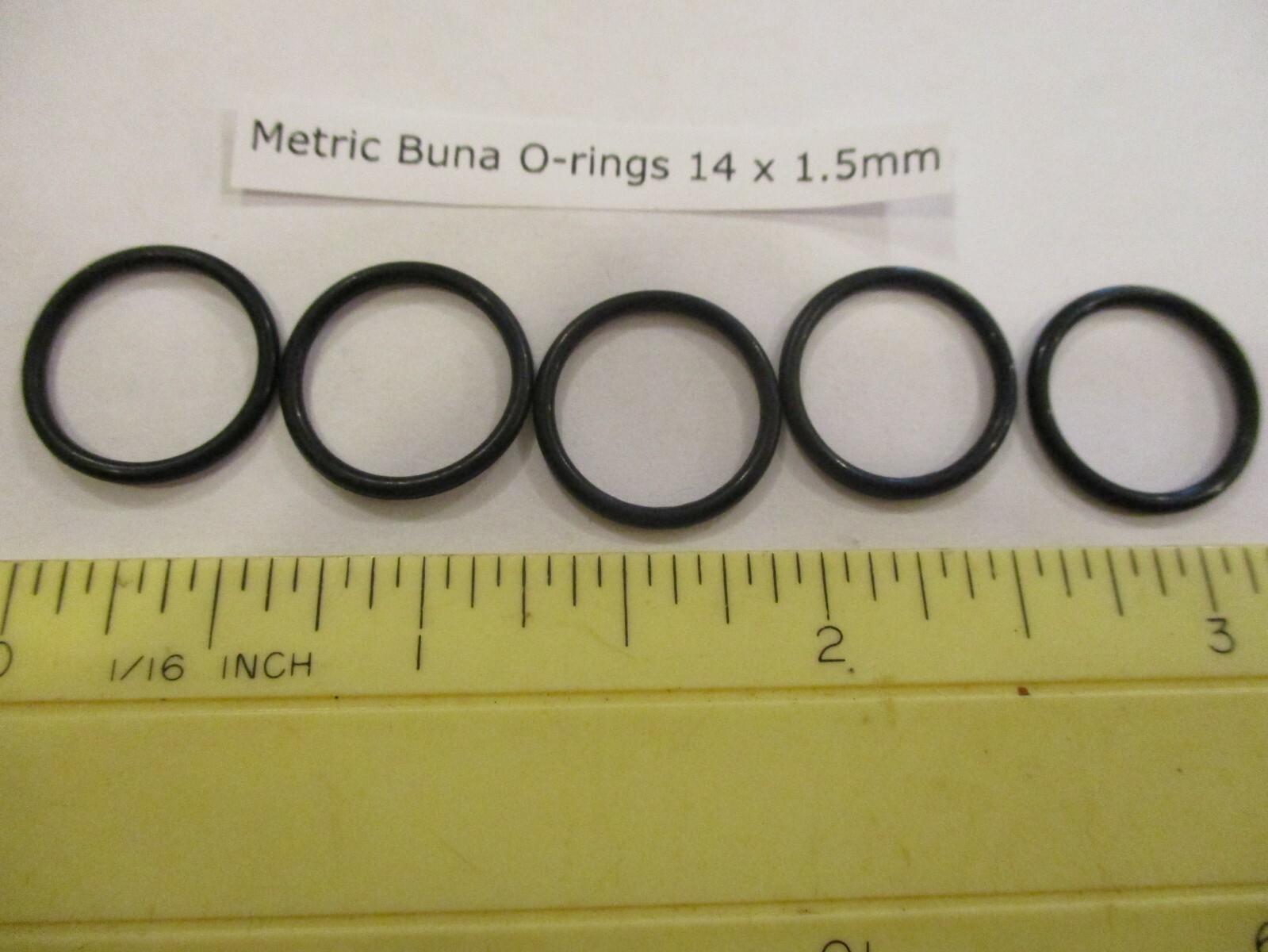 14mm ID X 17mm OD x 1.5mm thick O-ring. Buna-70. Quan 5.