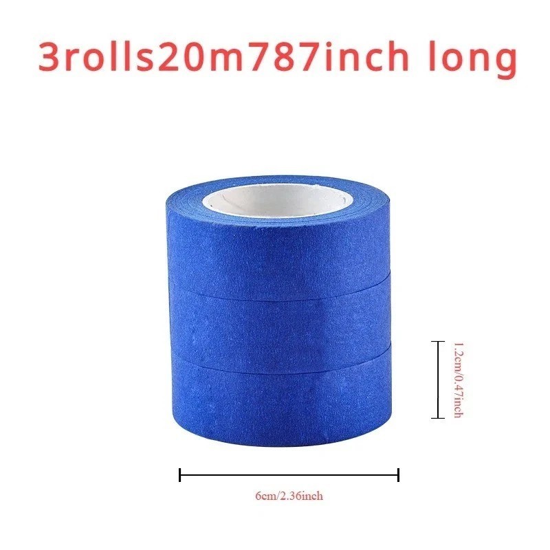 3 Rolls Blue Painter’s Tape 2 Inch x 60 Yards 5.5 Mil Masking Tape Clean Removal