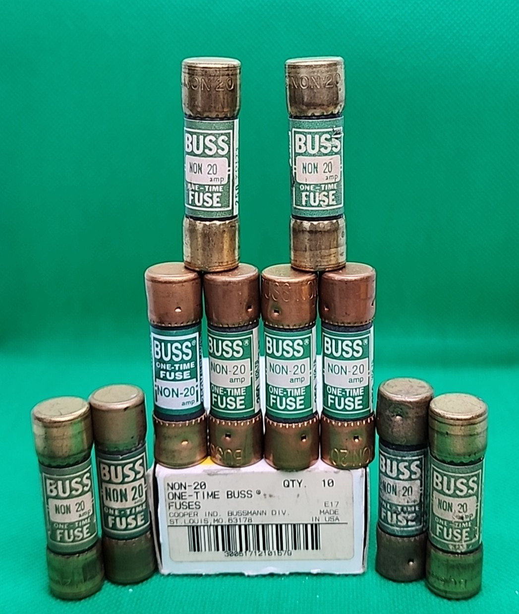 Lot of 10 – BUSSMANN BUSS NON 20 125/250V 20A ONE TIME FUSE [MG5-3]
