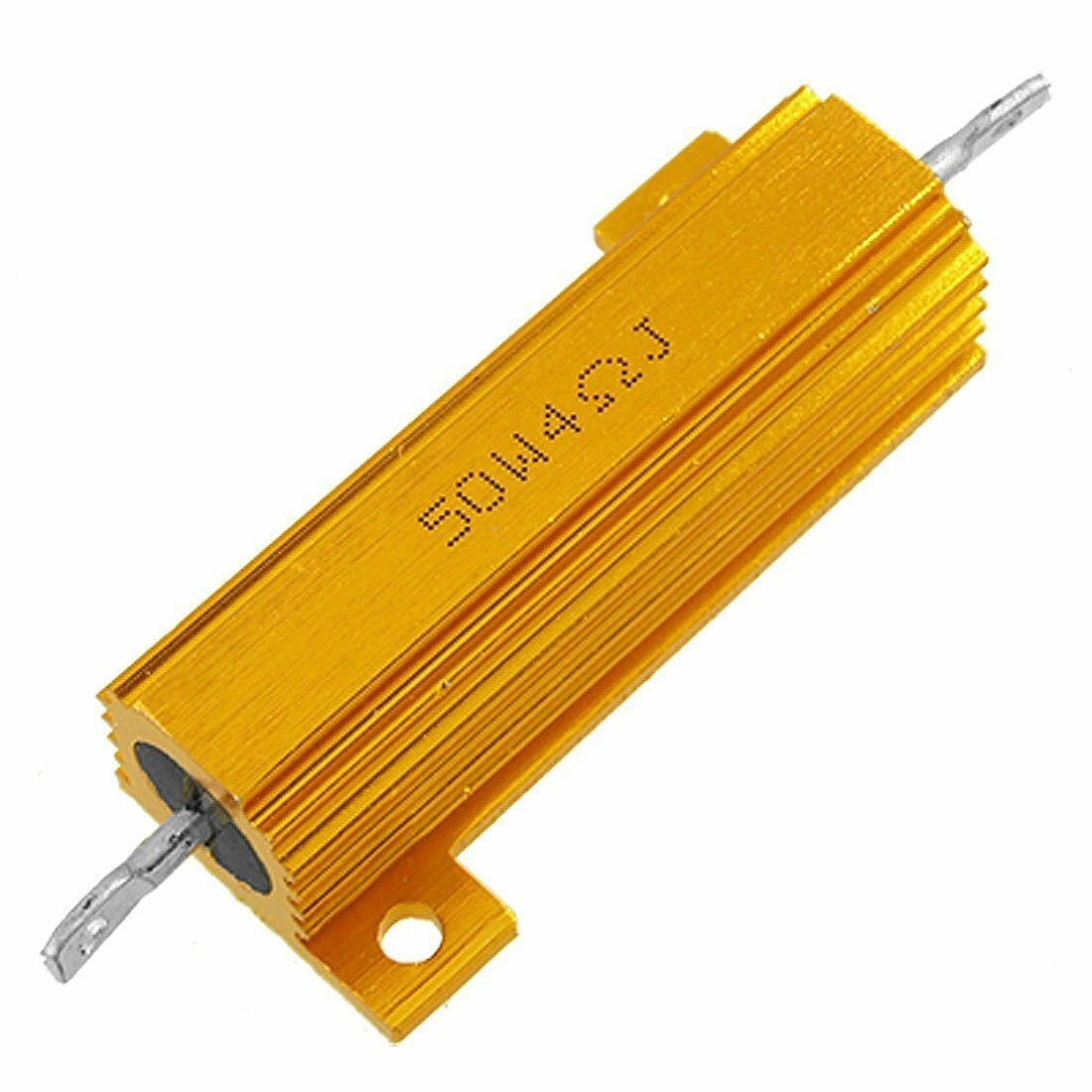 4 Ohm 5% 50 Watt Wirewound Aluminum Case Power Resistor Gold Tone