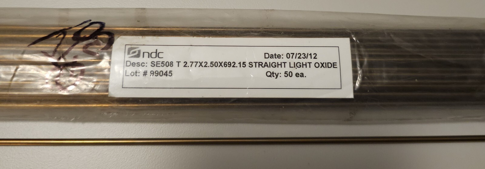 (1) NDC NITINOL SE508 TUBING 2.77X2.50X692.15 *OPEN BOX*