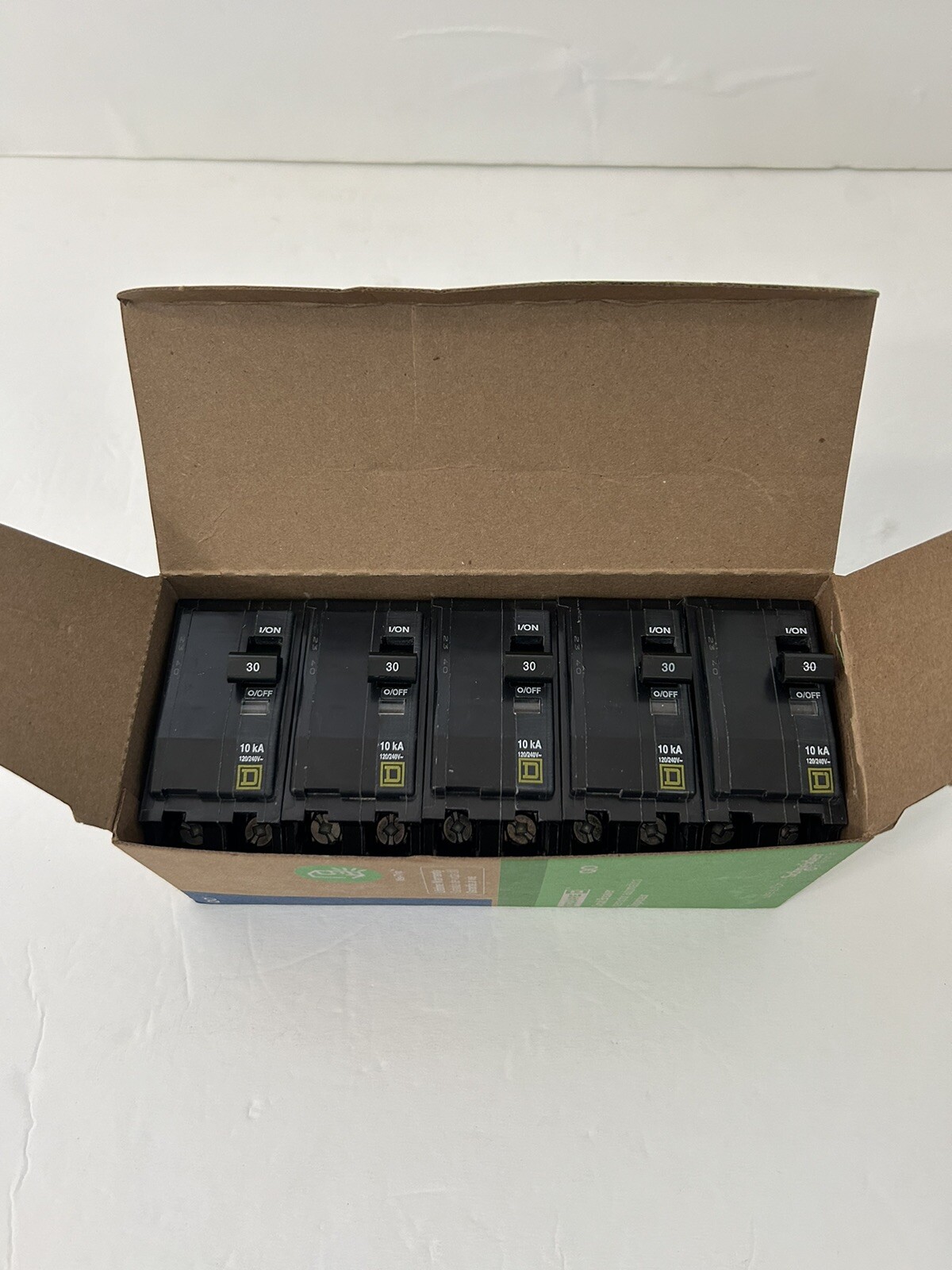 Lot Of 5 Square D QO230 2-Pole 30A 120/240V Plug-In Circuit Breaker