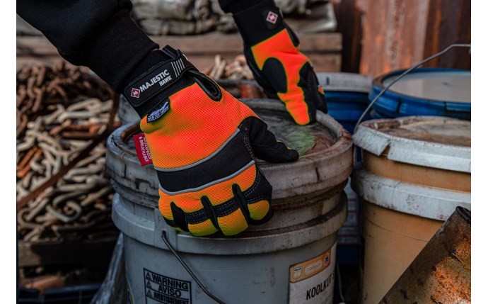 Majestic Glove 2145HOH Hi-Visibility Orange Winter Lined, Mechanics Style Glove