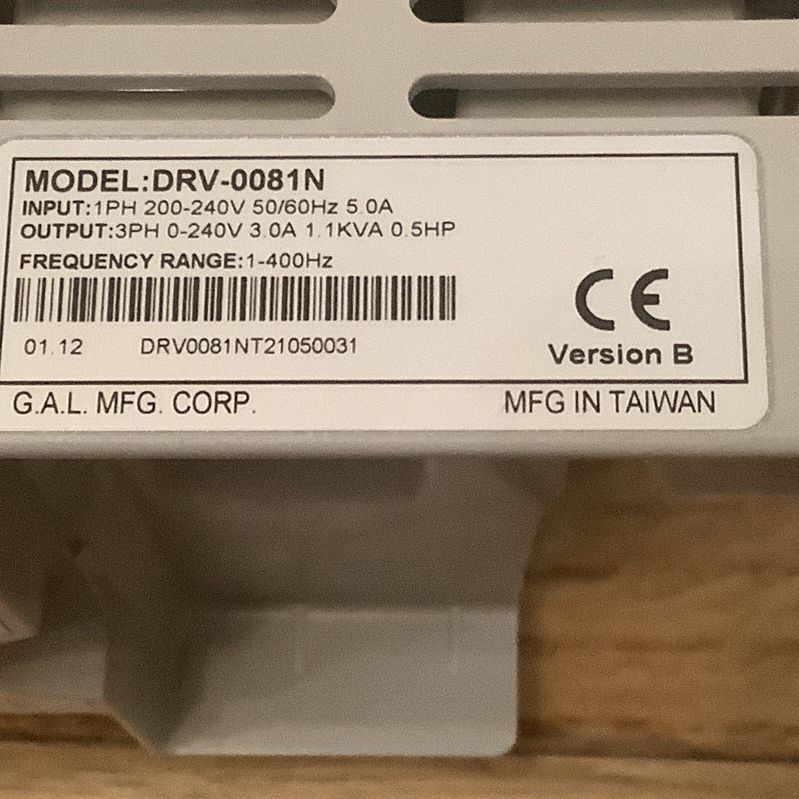 GAL Elevator Power Supply Module mod.DRV-0081N In.1PH 240V Out.3PH 240V 0.5HP