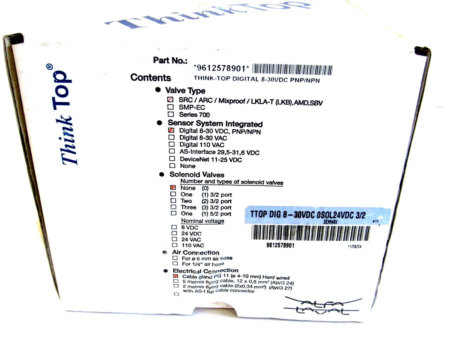 NEW ALFA LAVAL 9612578901 THINK TOP DIG8-30VDC OSOL24VDC 3/2