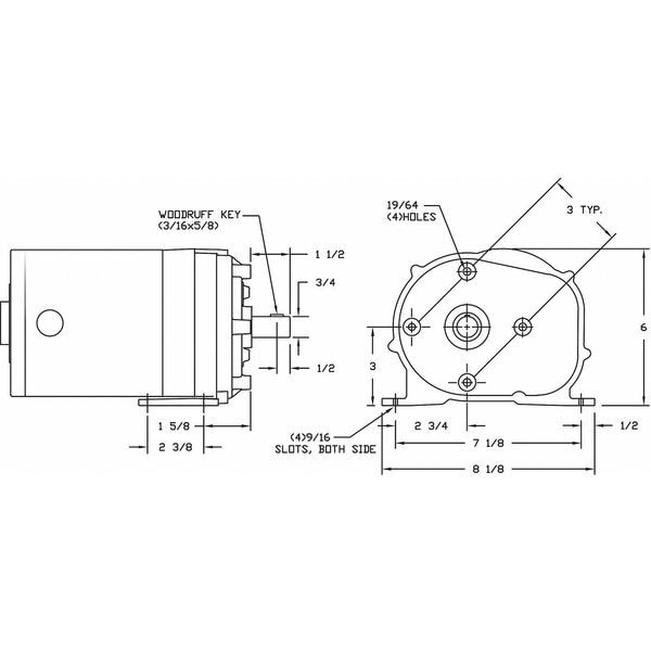 Dayton 1Lpp4 Ac Gearmotor, 400 In-Lb Max. Torque, 30 Rpm Nameplate Rpm, 115V Ac