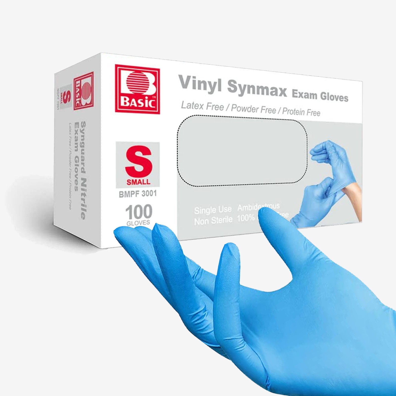 Blue Vinyl Synmax Exam Gloves Latex Free Powder Free Disposable Gloves 100pcs