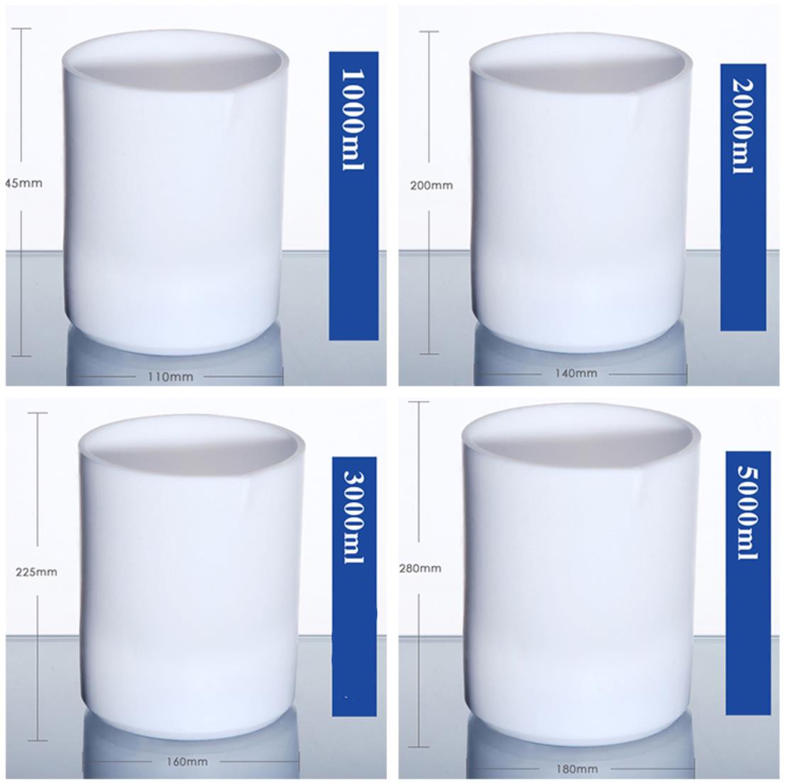 Polytetrafluoroethylene PTFE Measuring Beaker Cup Labware With Cover 30~1000ml
