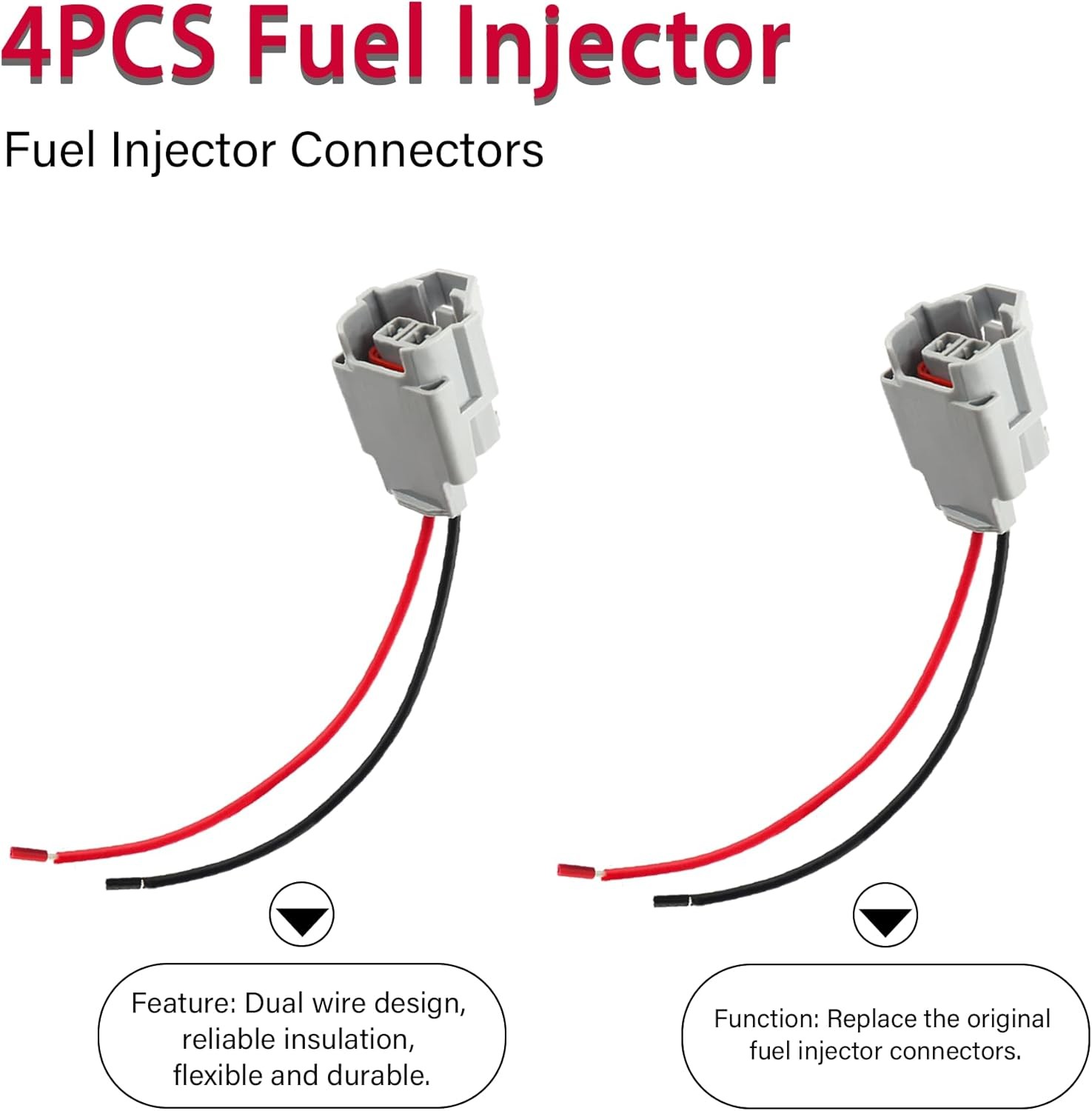4PCS Fuel Injector Connectors with Pigtail Wiring Harness
