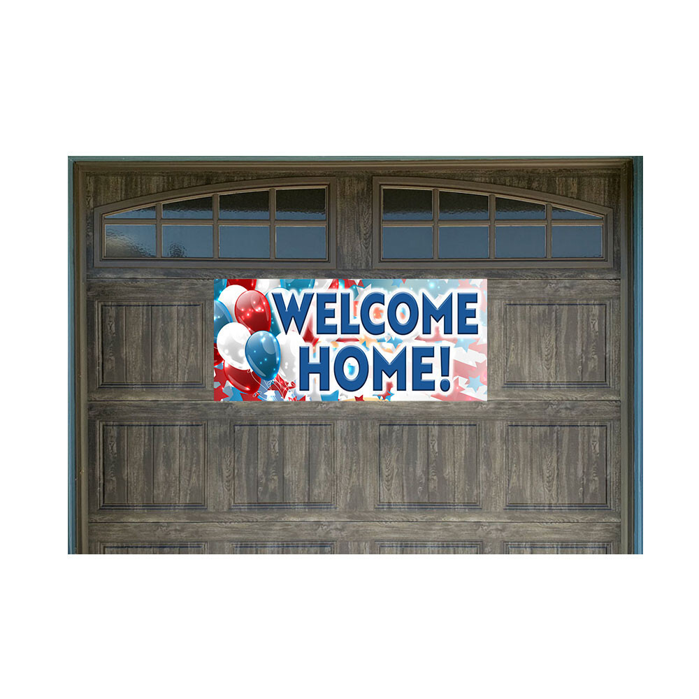 Welcome Home! Balloons 21″ x 47″ Magnetic Garage Banner For Steel Garage Doors