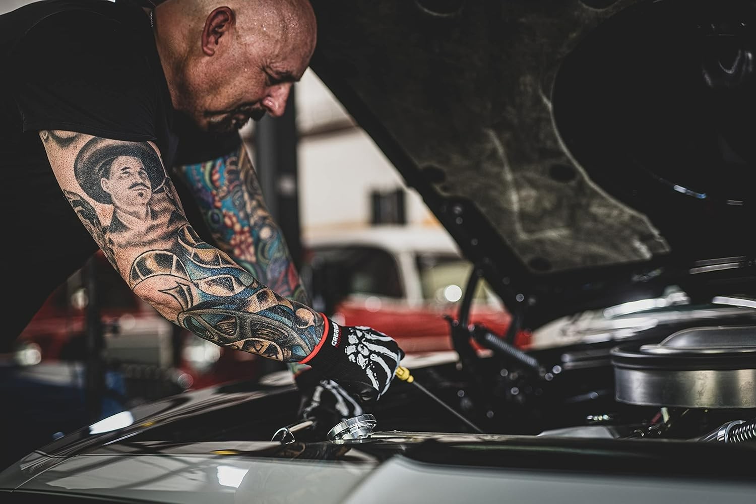 Grease Monkey Bone Series Foam Nitrile Mechanic Gloves with Grip