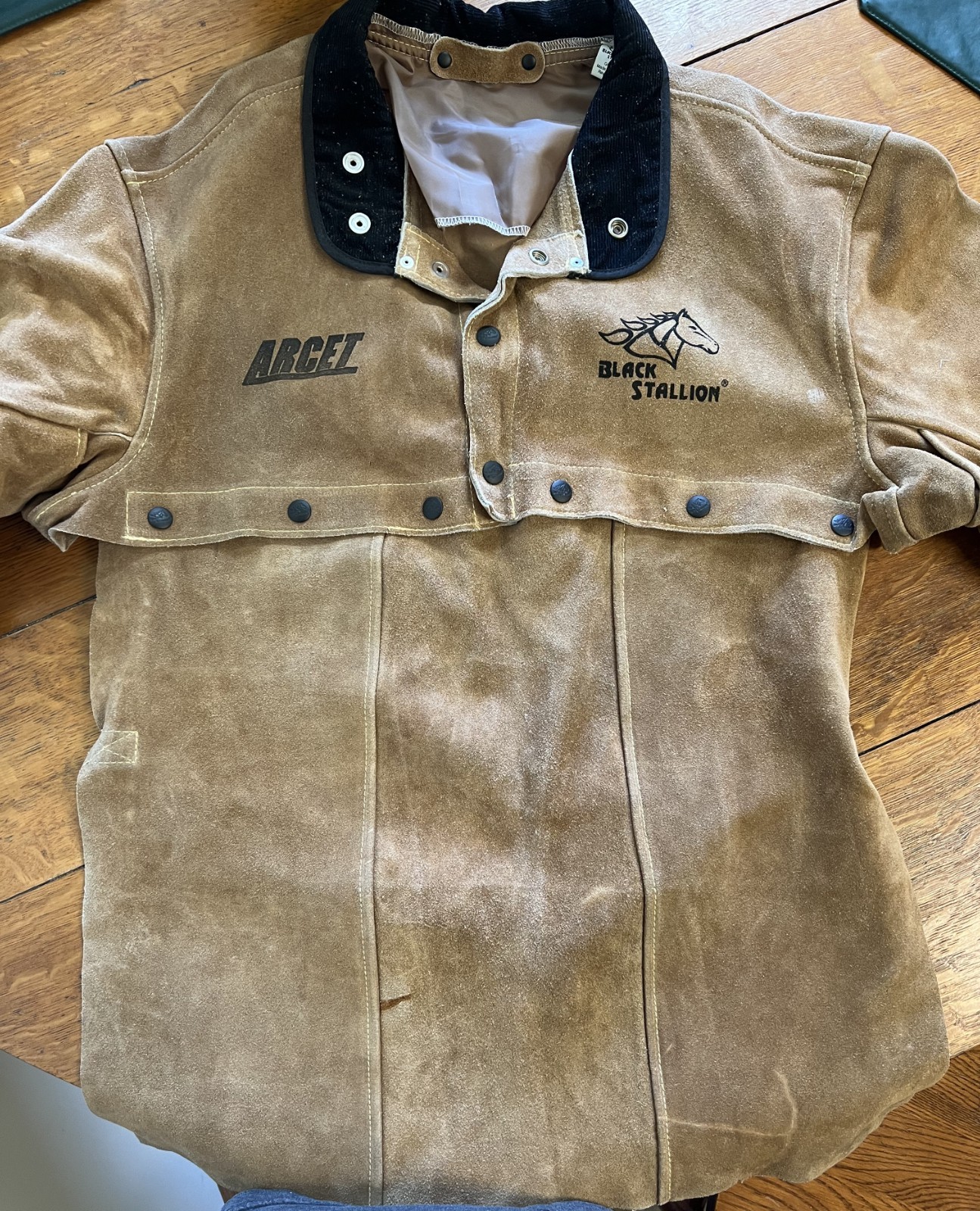 Black Stallion Industrial Cowhide Leather Welding Jacket XL w/ Open Back