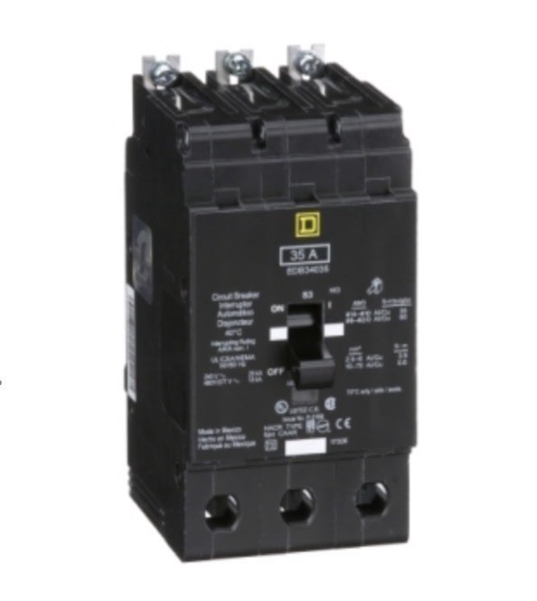 Square D EDB34035 35A 3-Pole Circuit Breaker Black 480V