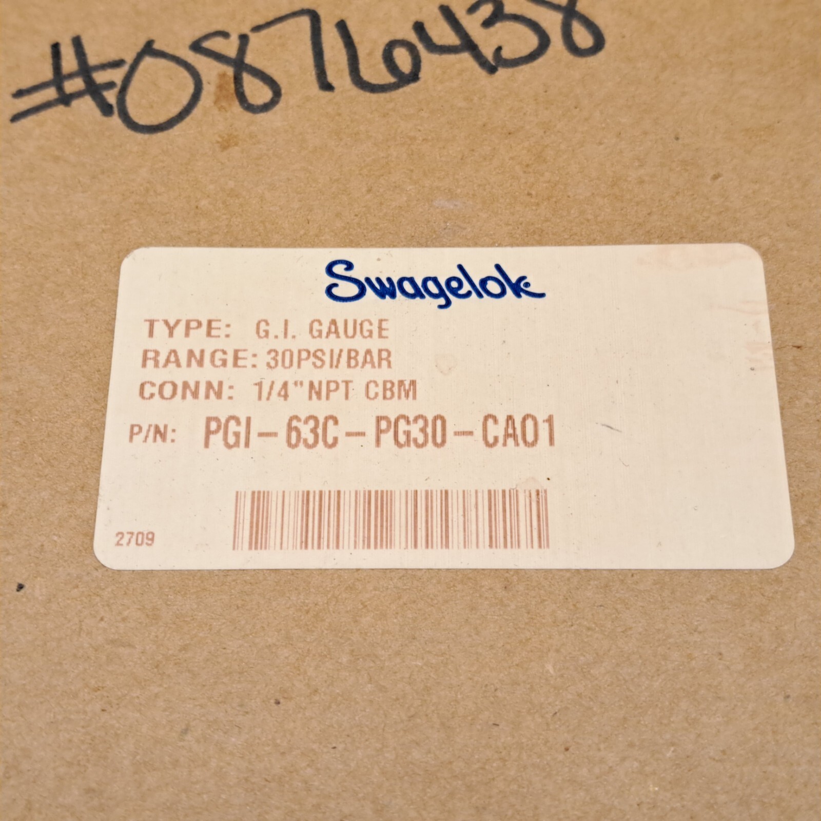 Swagelok PGI-63C-PG30-CA01 G.I. Gauge 30PSI/BAR 1/4″ NPT CBM PGI-63C-PG30-CA01